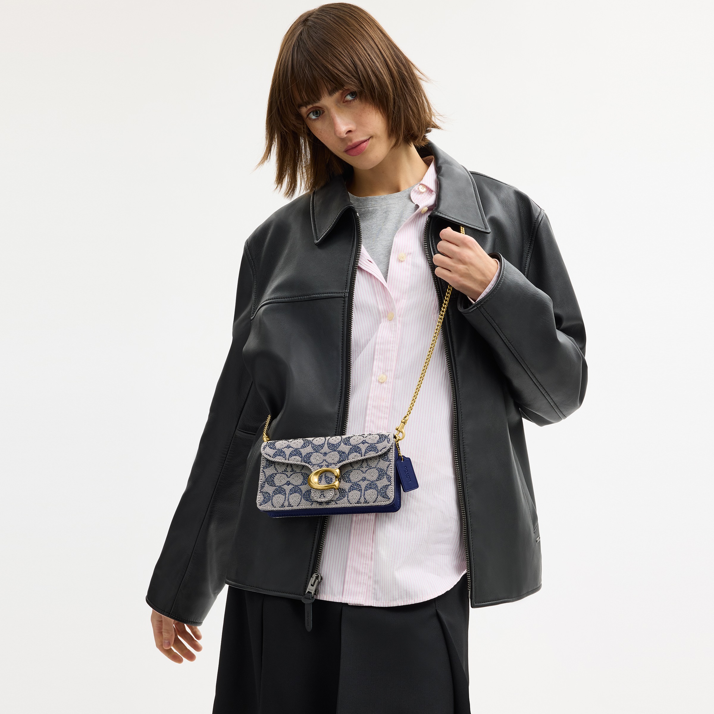 Tabby Chain Crossbody Bag 19 In Crystal Signature Jacquard