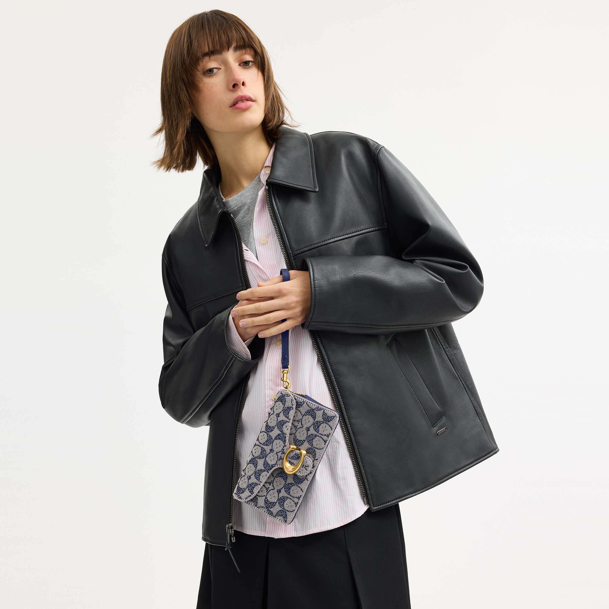 Tabby Chain Crossbody Bag 19 In Crystal Signature Jacquard