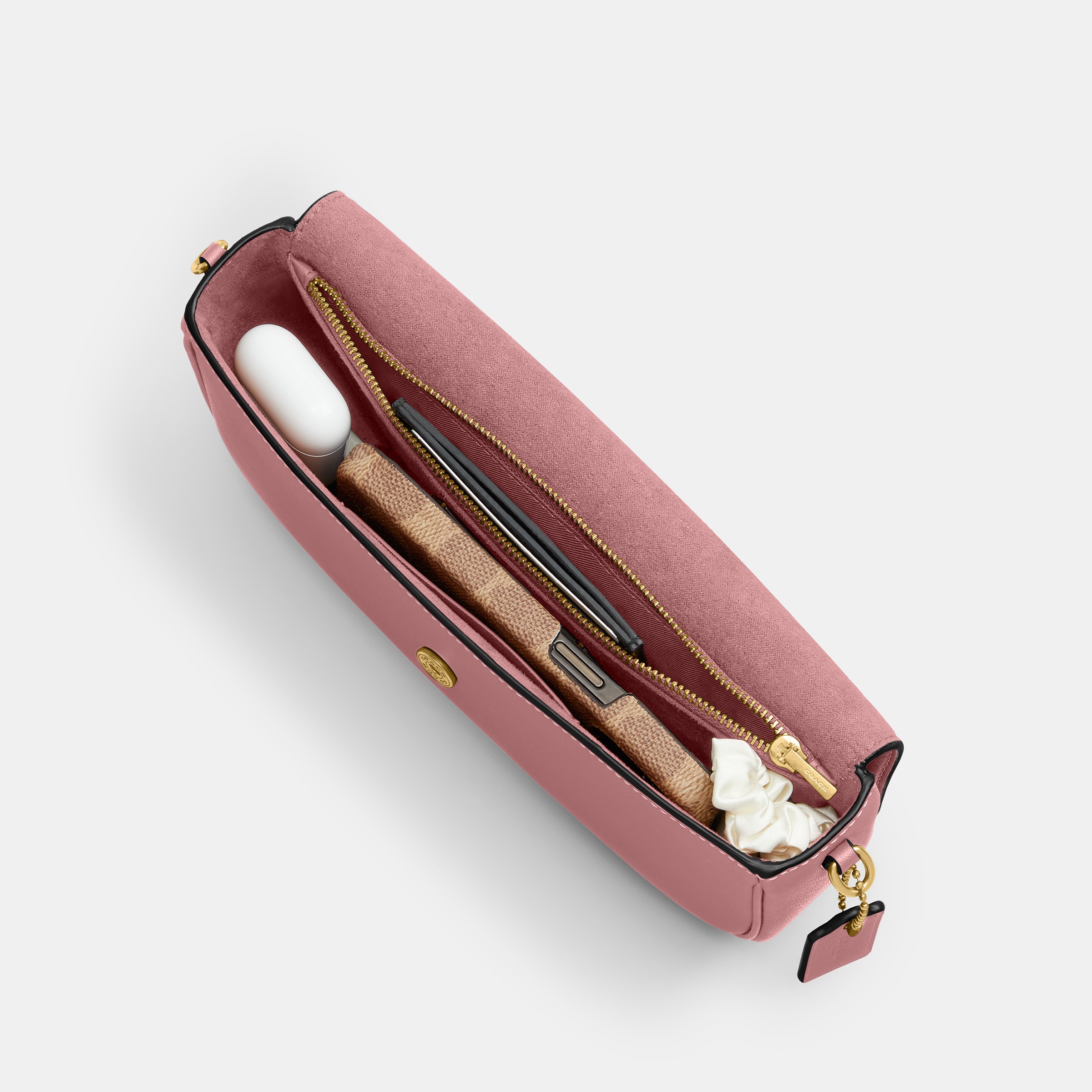 Refined Calf Leather Brook Flap Chain Bag