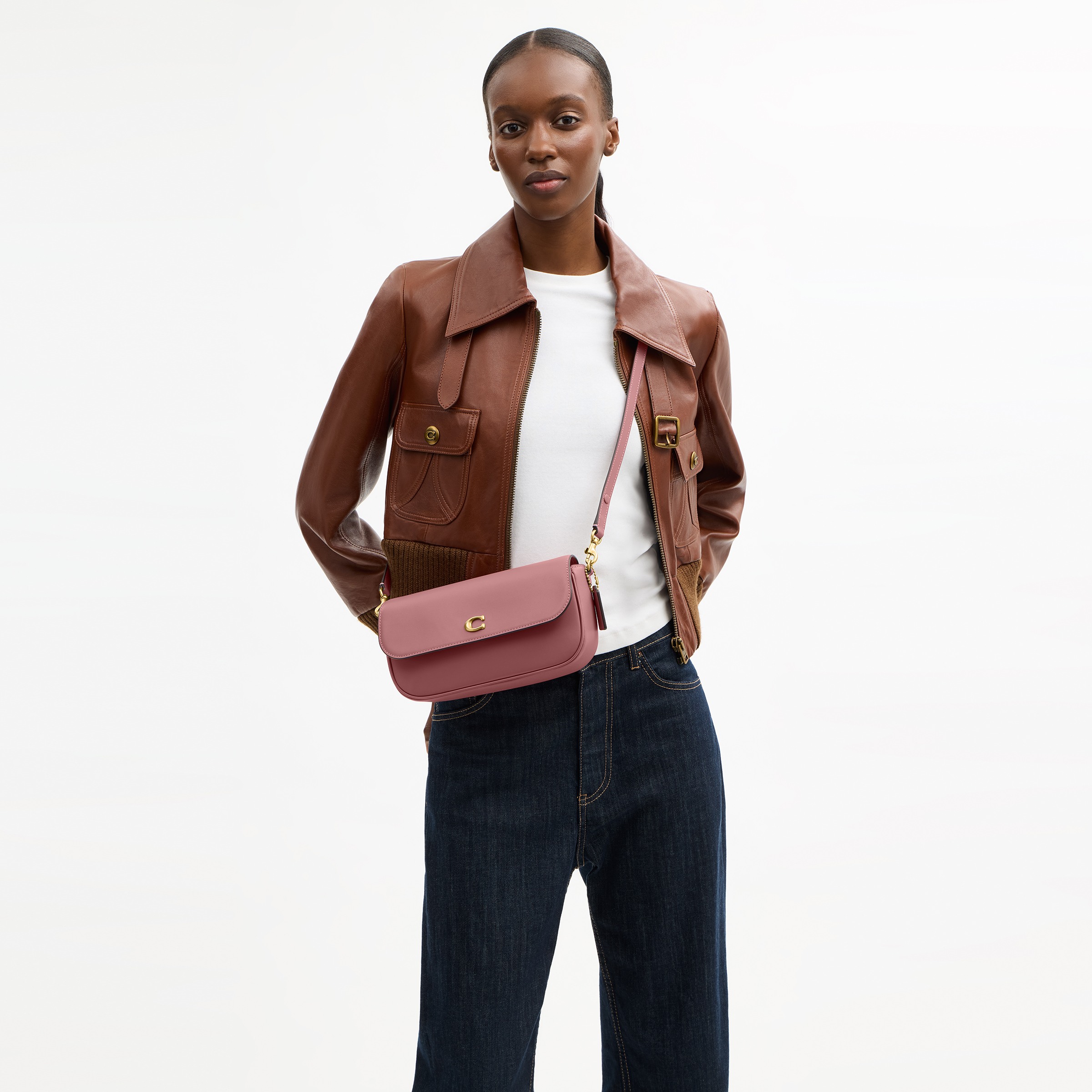 Refined Calf Leather Brook Flap Chain Bag