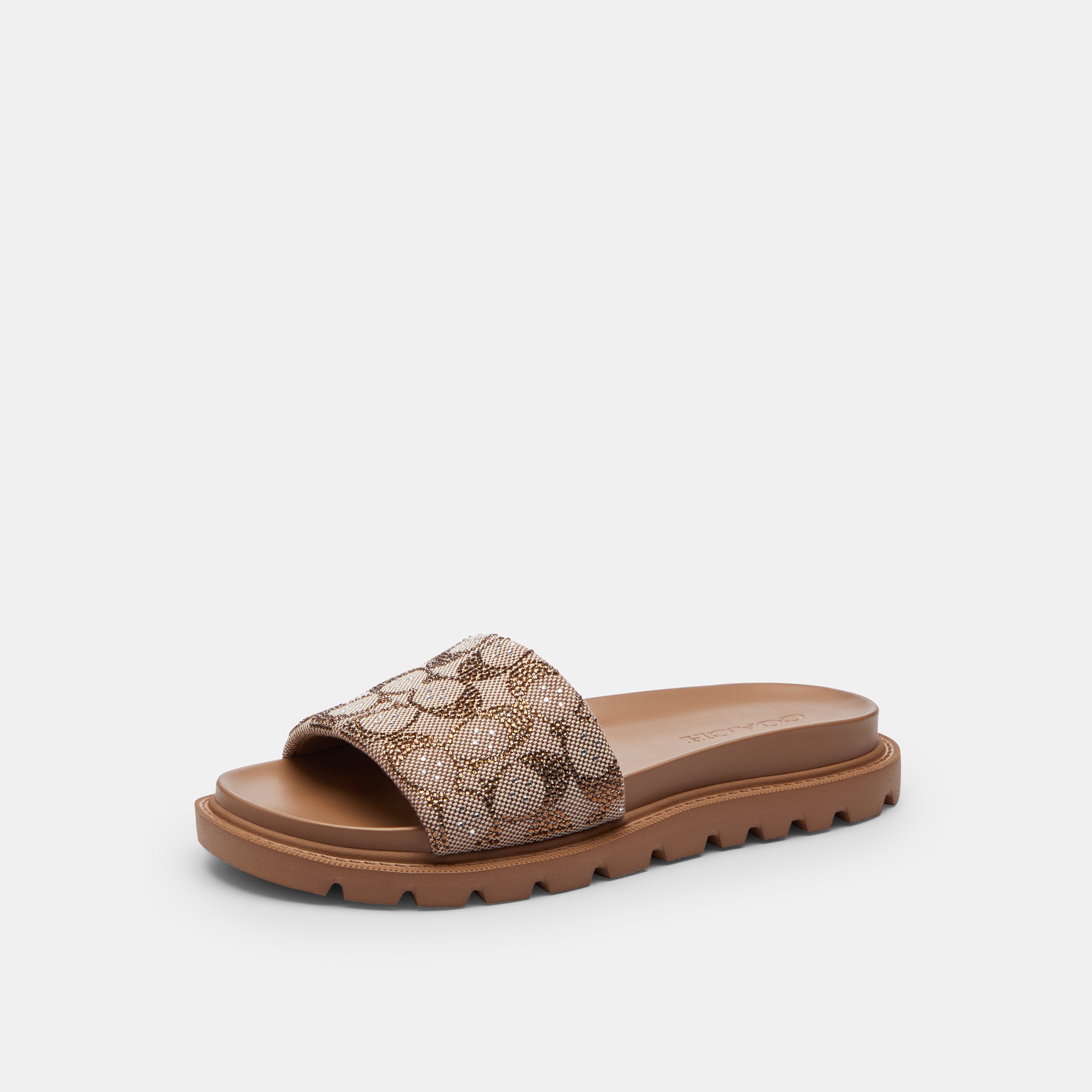 Brynn Slide Sandal In Crystal Signature Jacquard