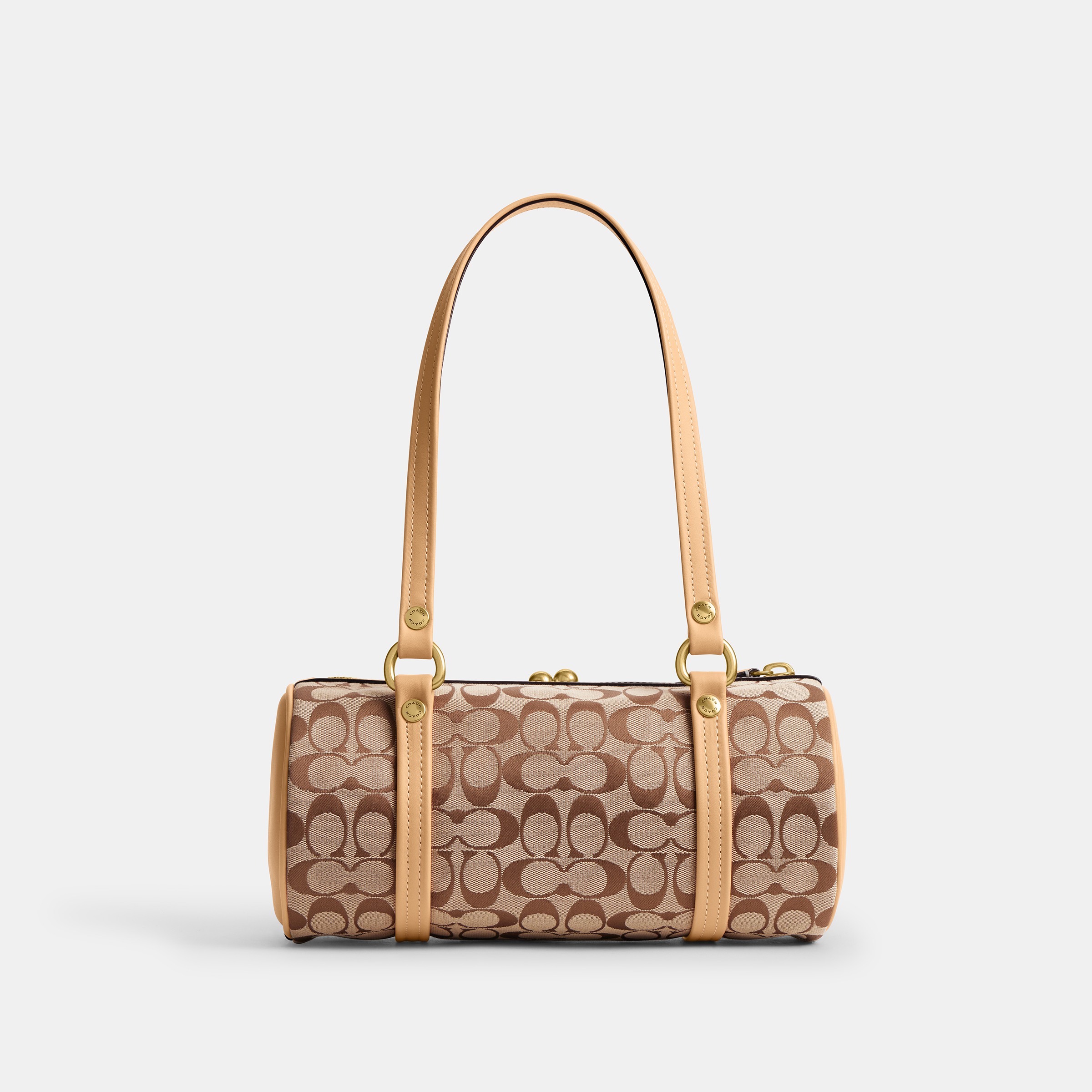 Kisslock Barrel Bag 28 In Signature Jacquard