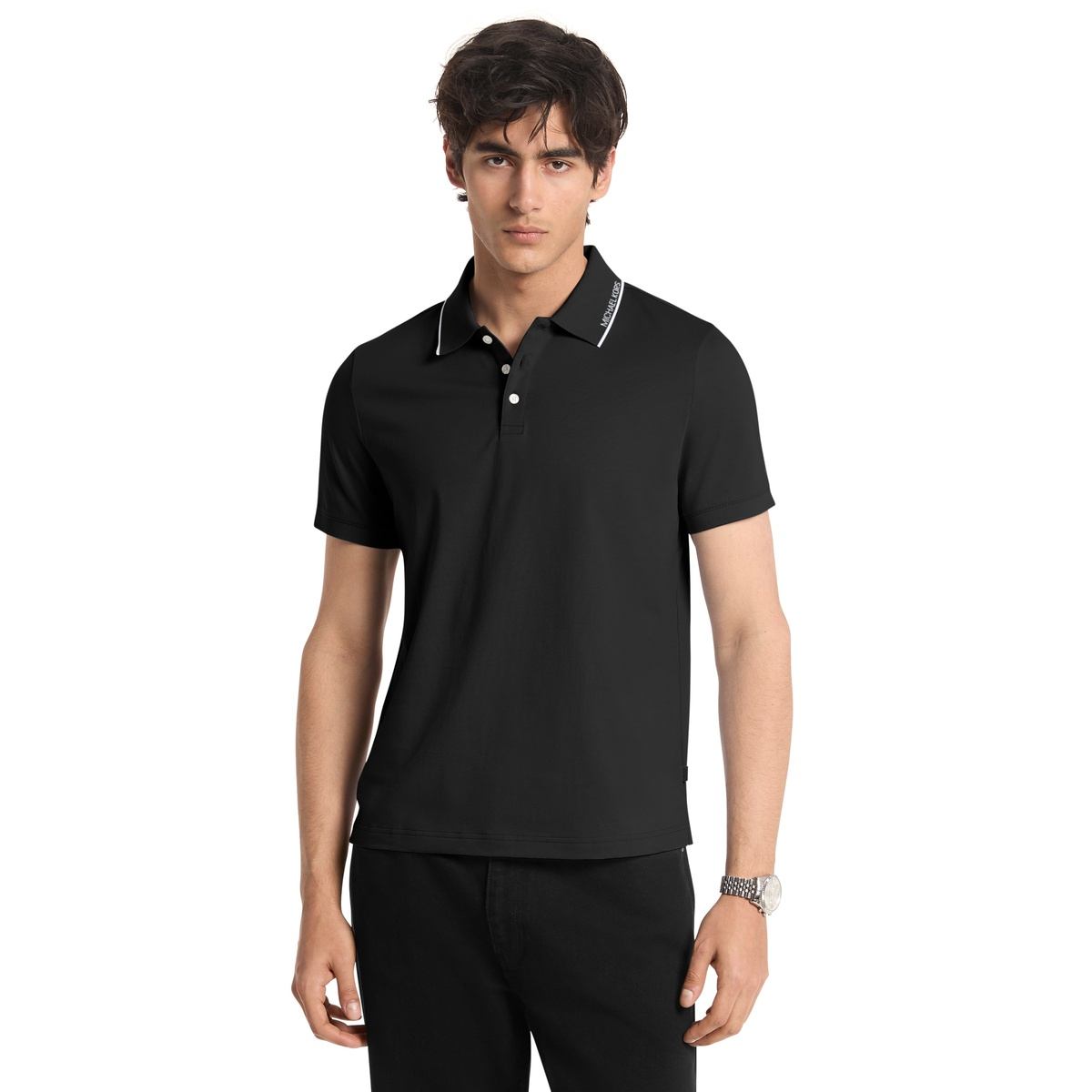 Logo Trim Cotton Jersey Polo Shirt