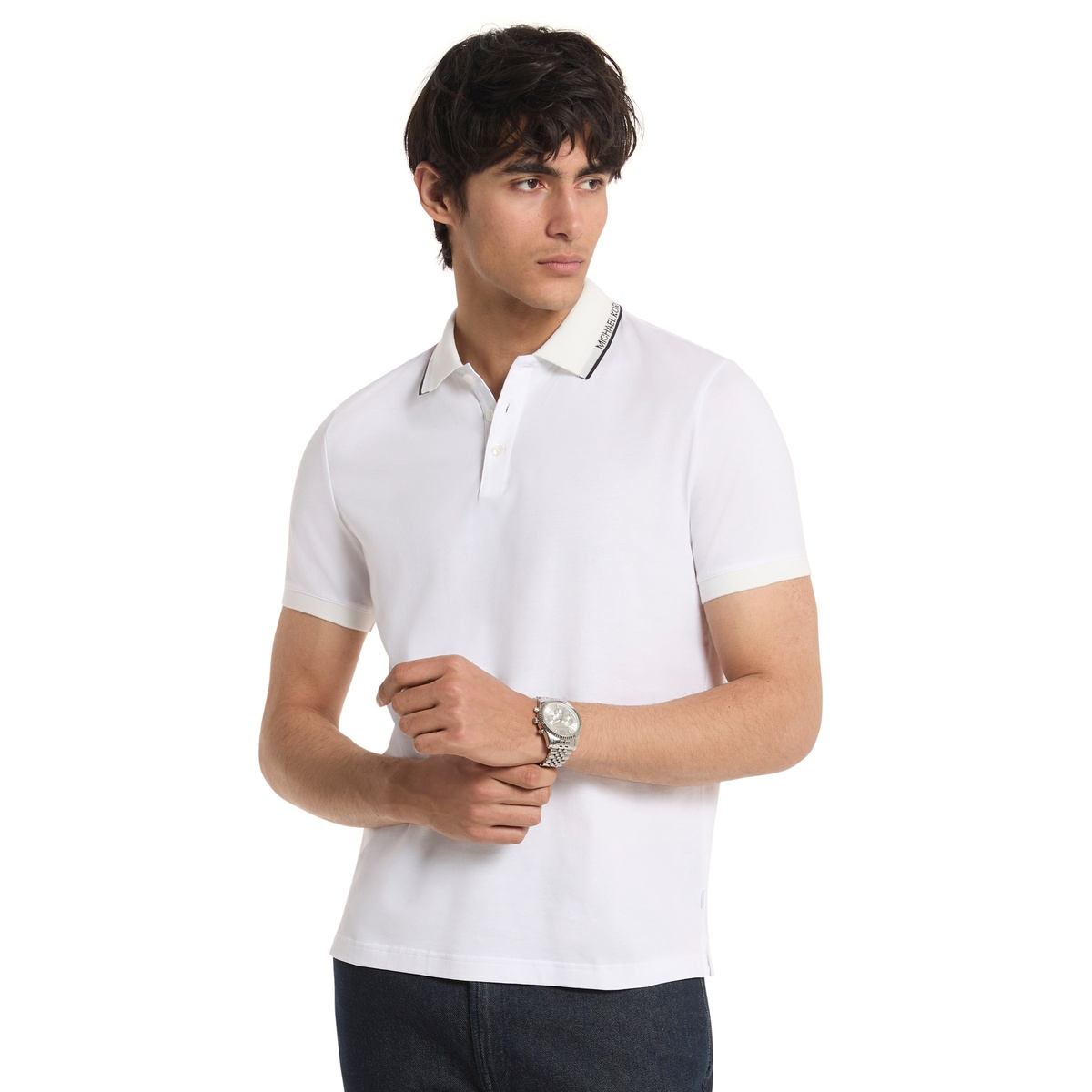 Logo Trim Cotton Jersey Polo Shirt