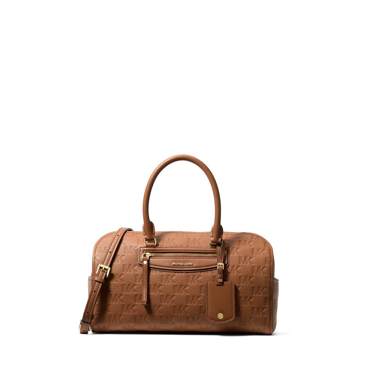 Jet Set Travel Medium Logo Embossed Leather Duffel Crossbody Bag