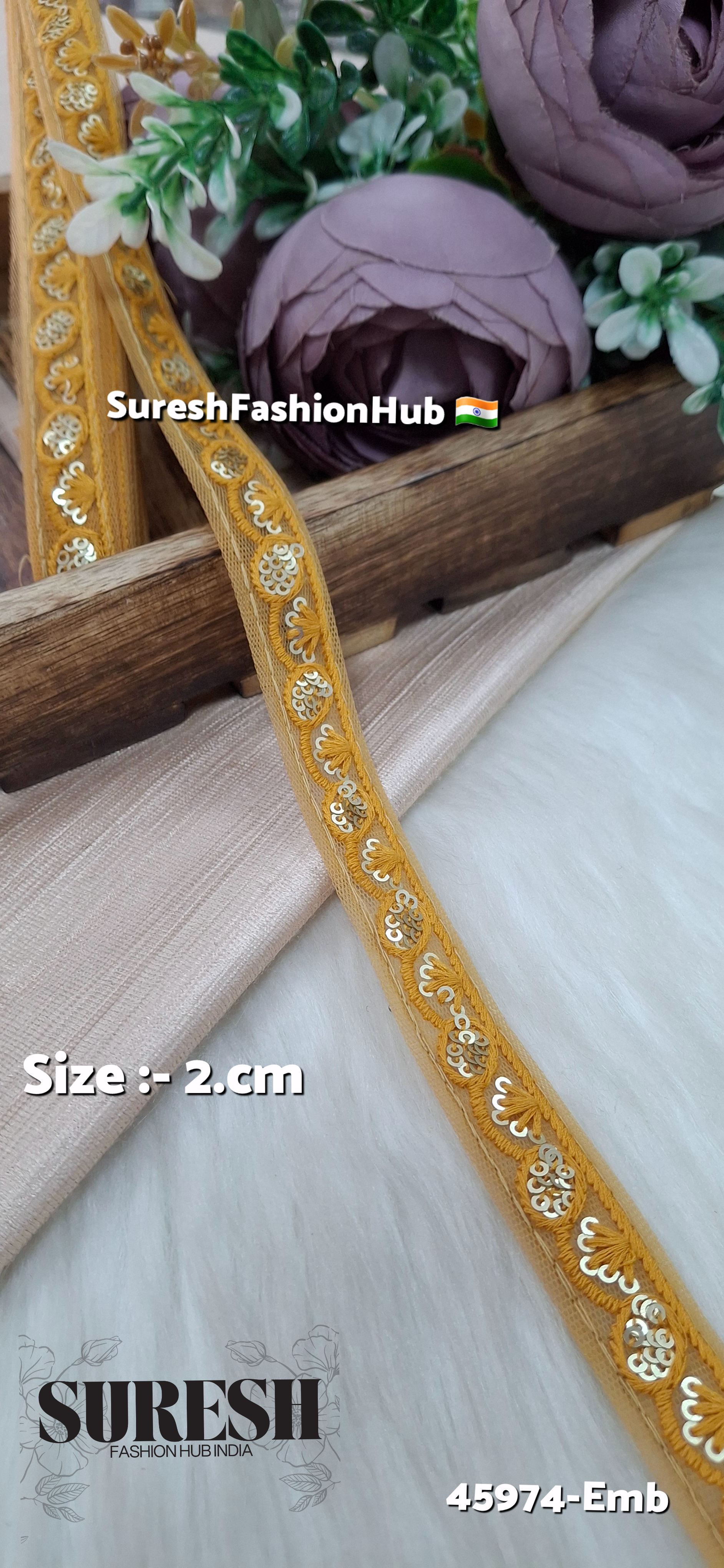 Mustard Tone-on-Tone Embroidery Lace