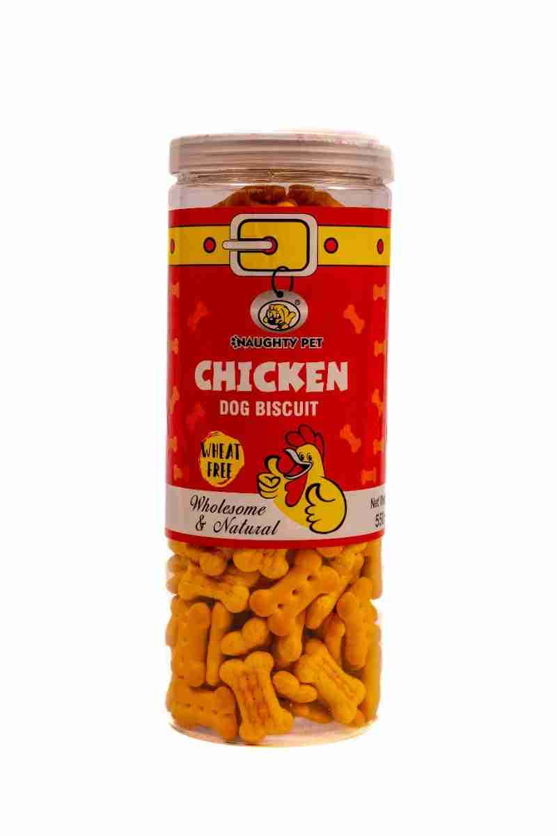 Naughty Pet Chicken Wheat Free Biscuit For All Dog Breed 550g