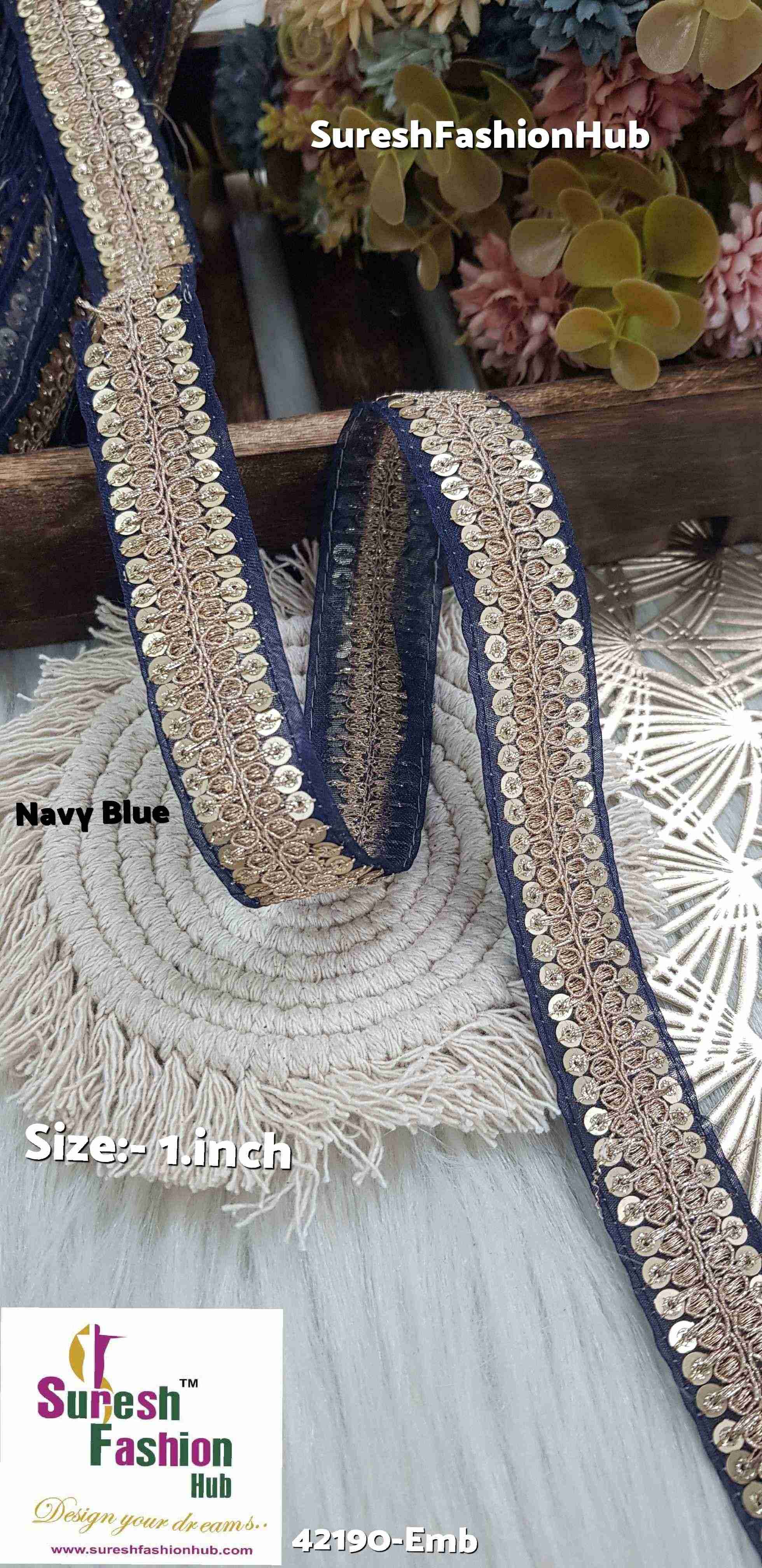 Navy Night  Embroidery Lace