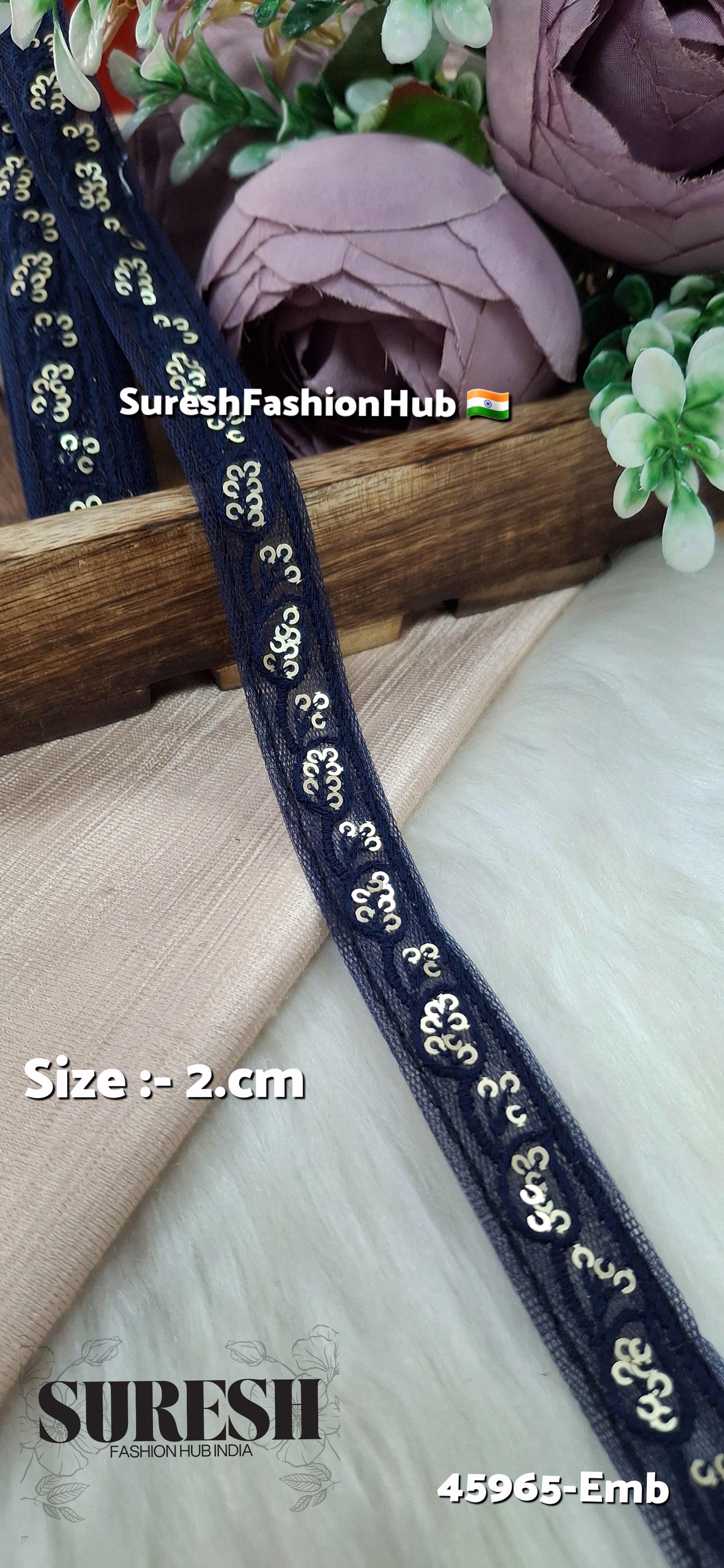 Navy Blue Tone-on-Tone Embroidery Lace