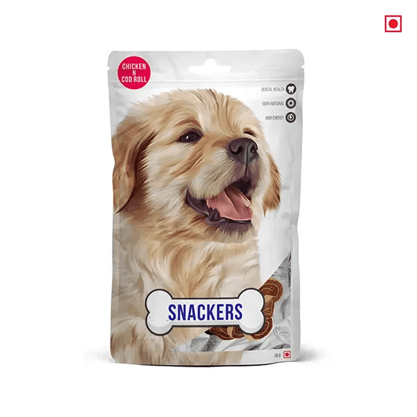 Snackers Chicken N Cod Roll Treats for Dogs, 70g – (Best Before Mar’26)