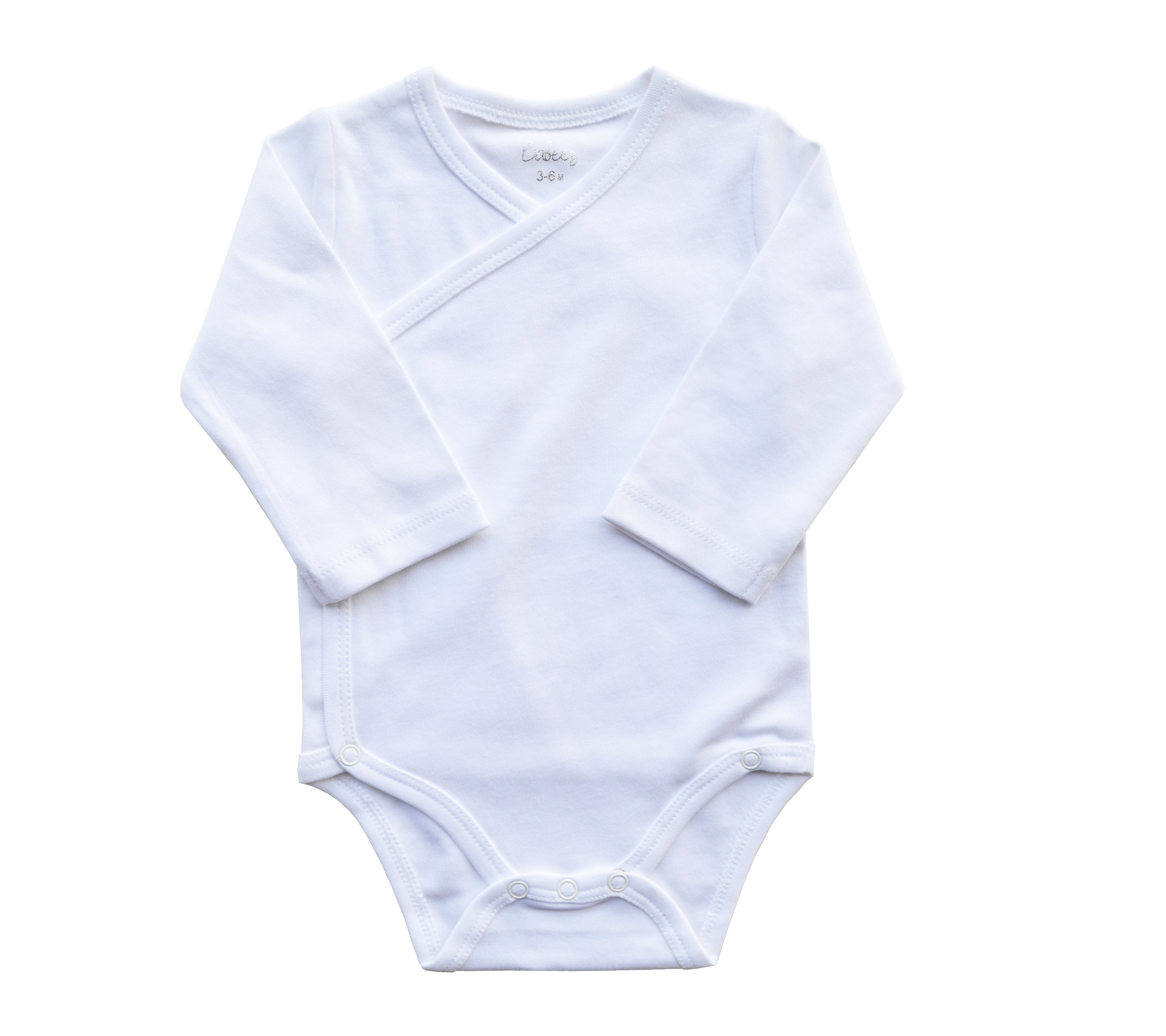 White Baby Body with Long Sleeves (100% Cotton Interlock Biowash)