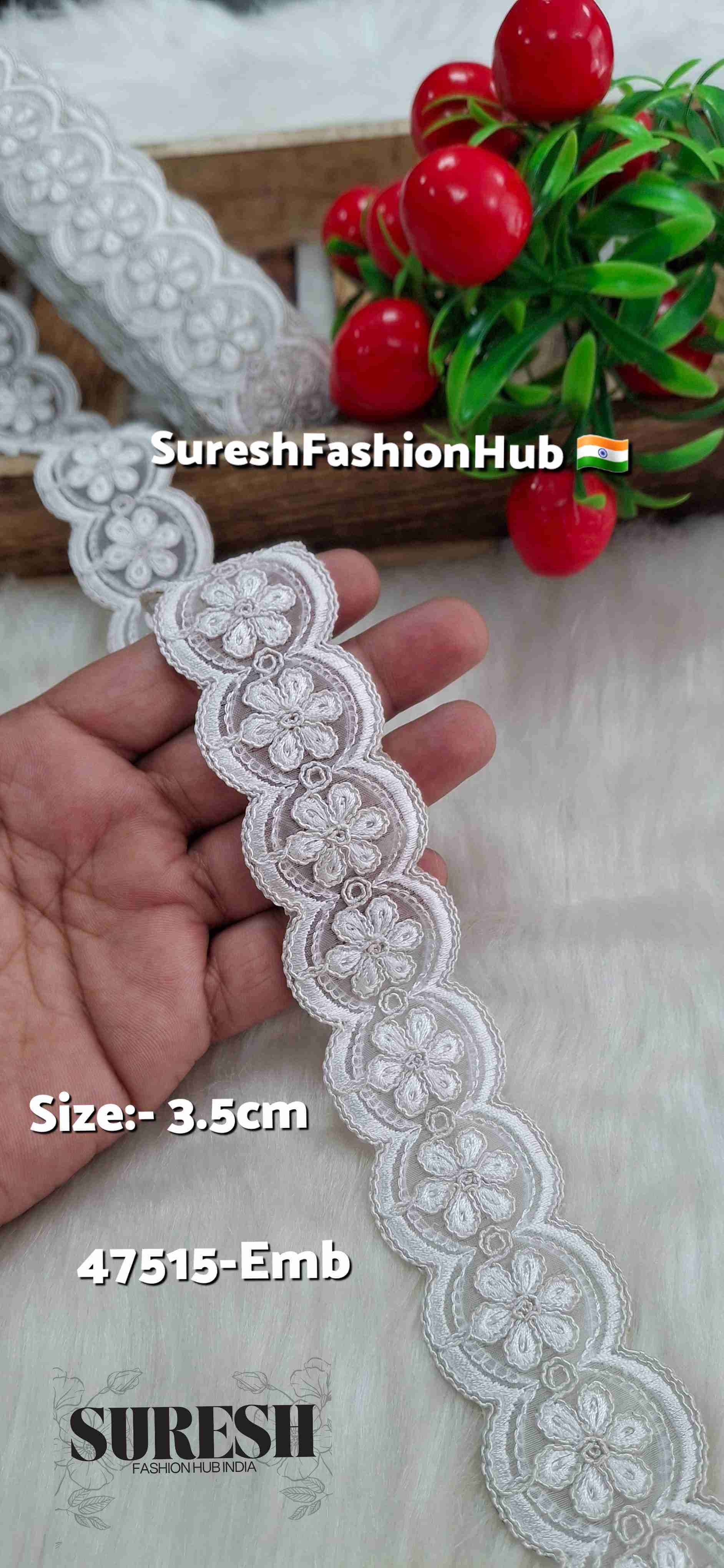 White Bloom Scallop Organza Lace