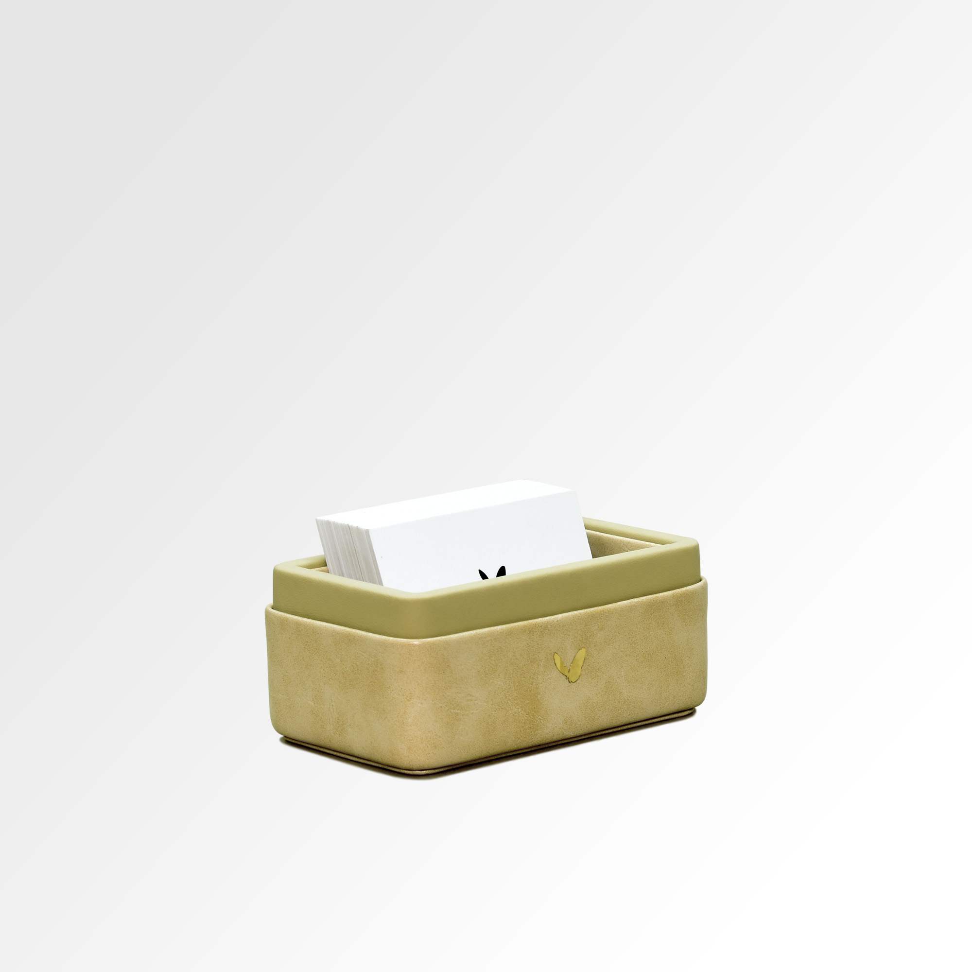 Visiting Card Holder for Desk | Faux Leather | Rectangular | Moderno | Cream