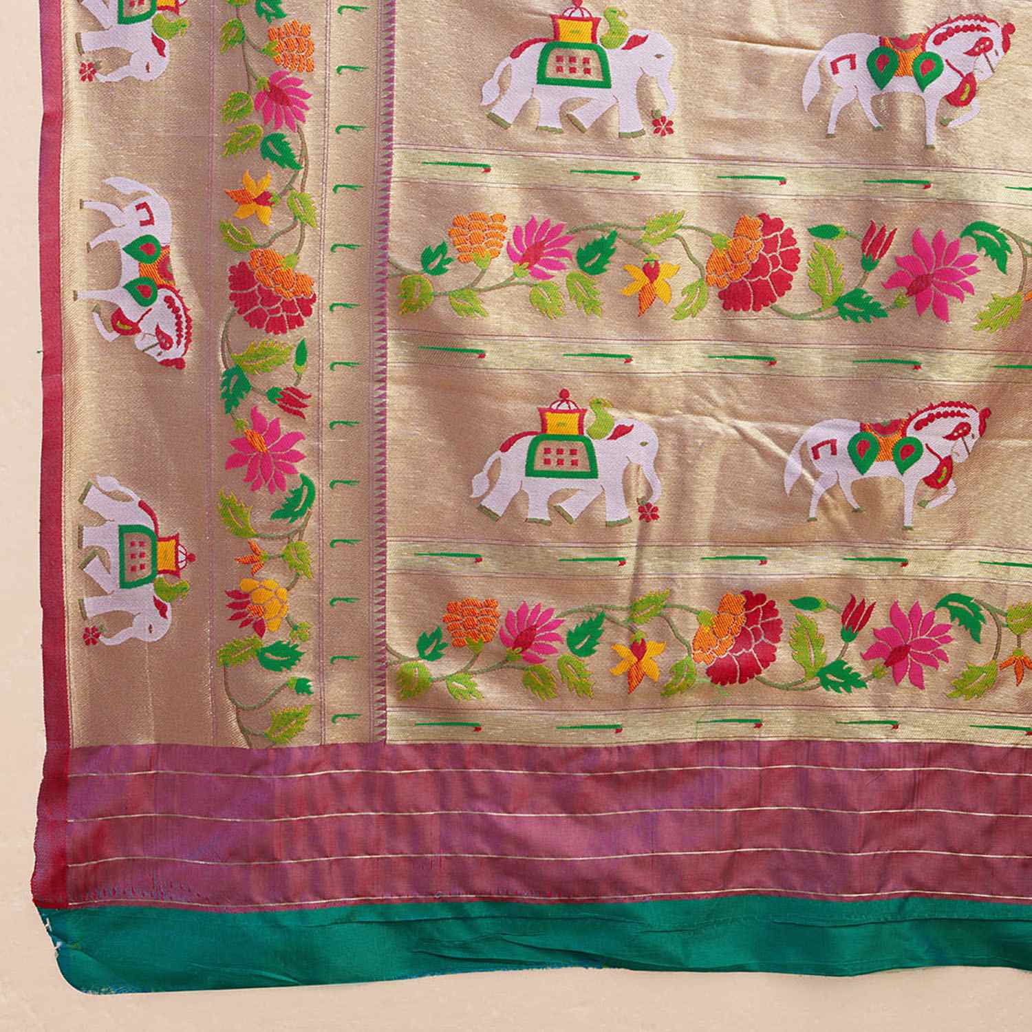 Tasarika Women Silk RAMA Color Jacquard Saree