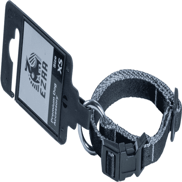 Ezra Premium Adjustable Dog Collar - Black/Grey