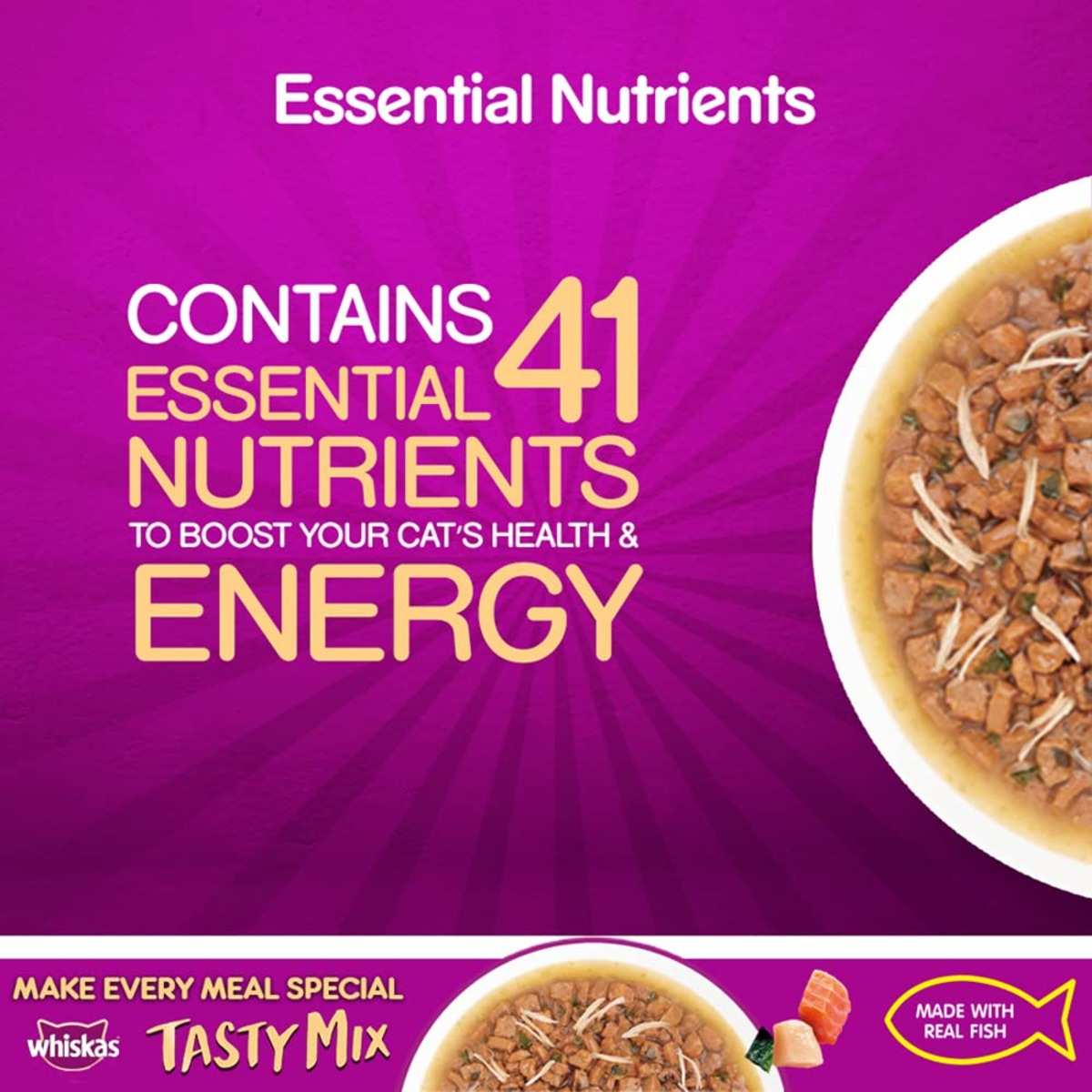 Whiskas Tasty Mix Salmon Wakame Chicken Seaweed In Gravy Wet Cat Food, 70g