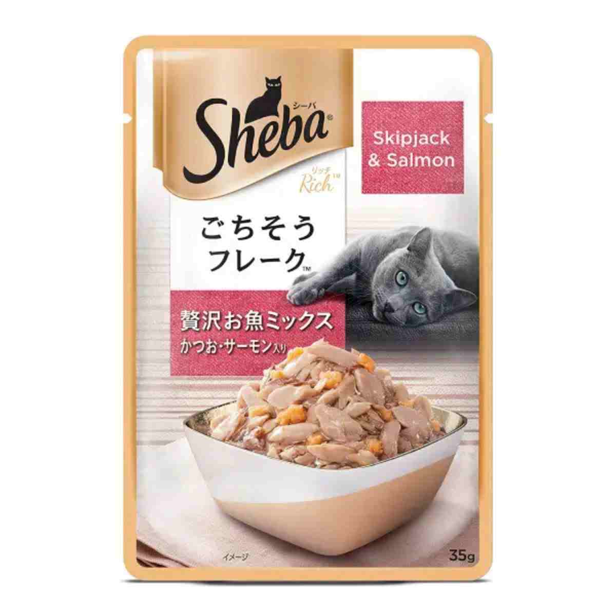 Sheba Premium Fish Mix Skipjack & Salmon Wet Cat Food - 35 gm
