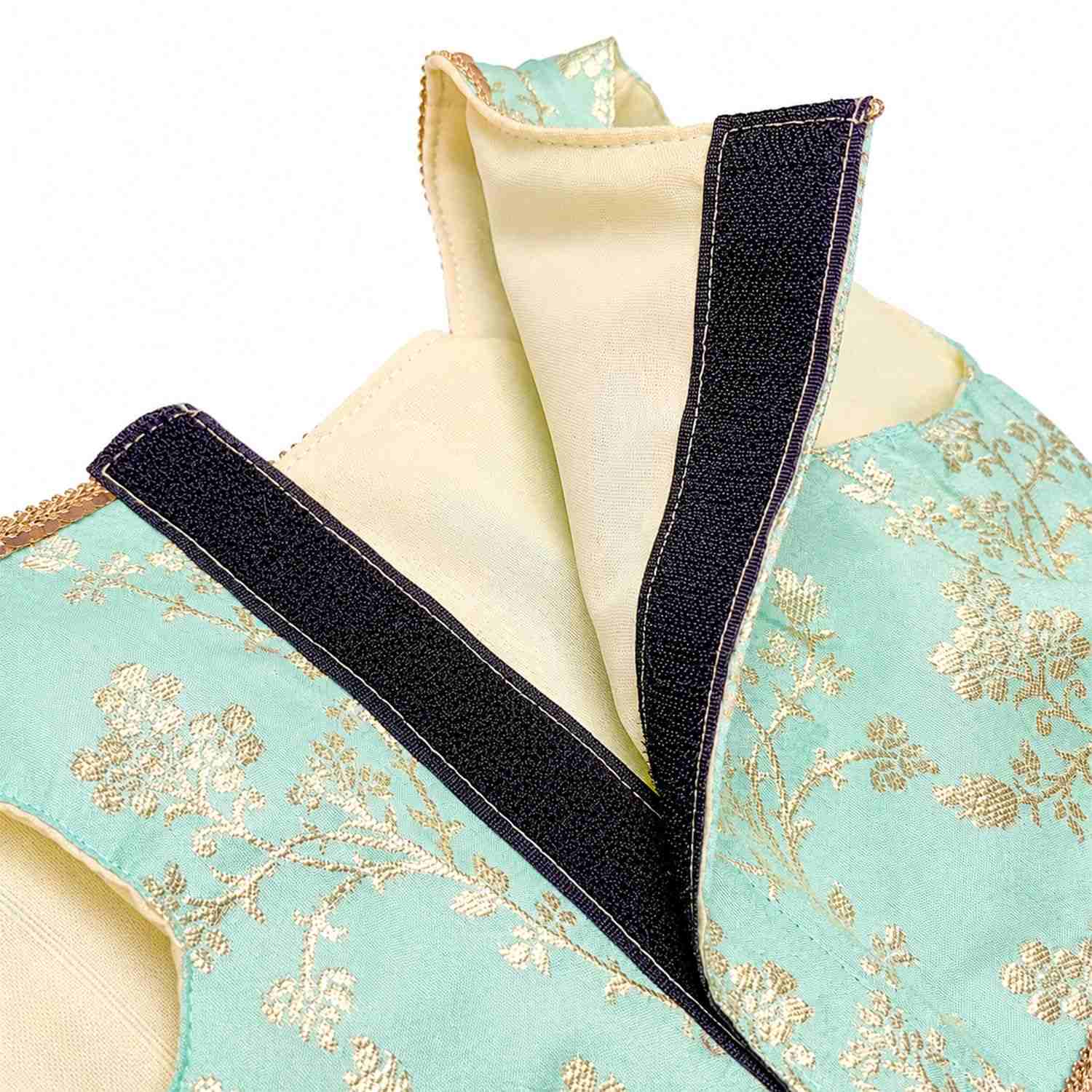 PawsIndia Traditional Royal Zari Dress for Dogs, Ice Blue