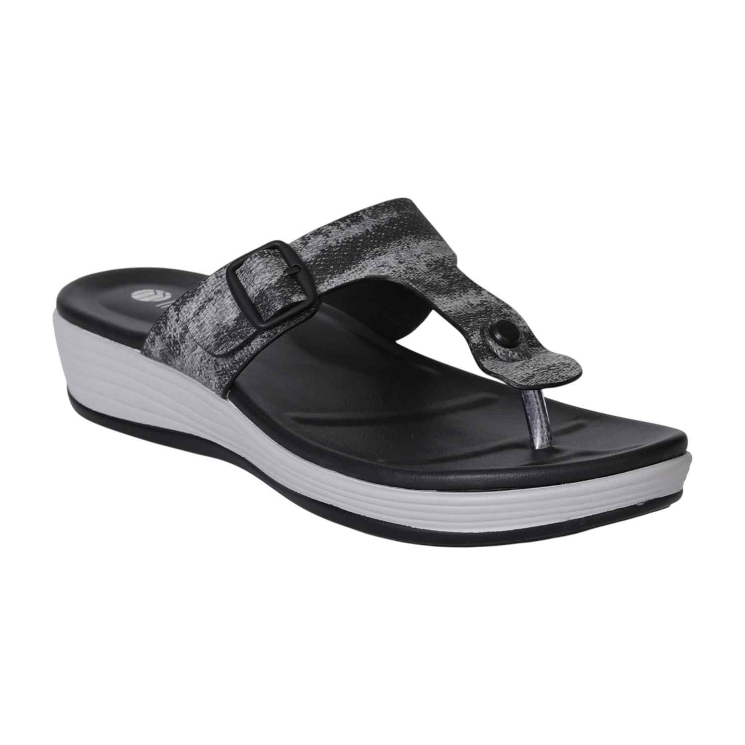 Black Comfort Wave Sandals for Women