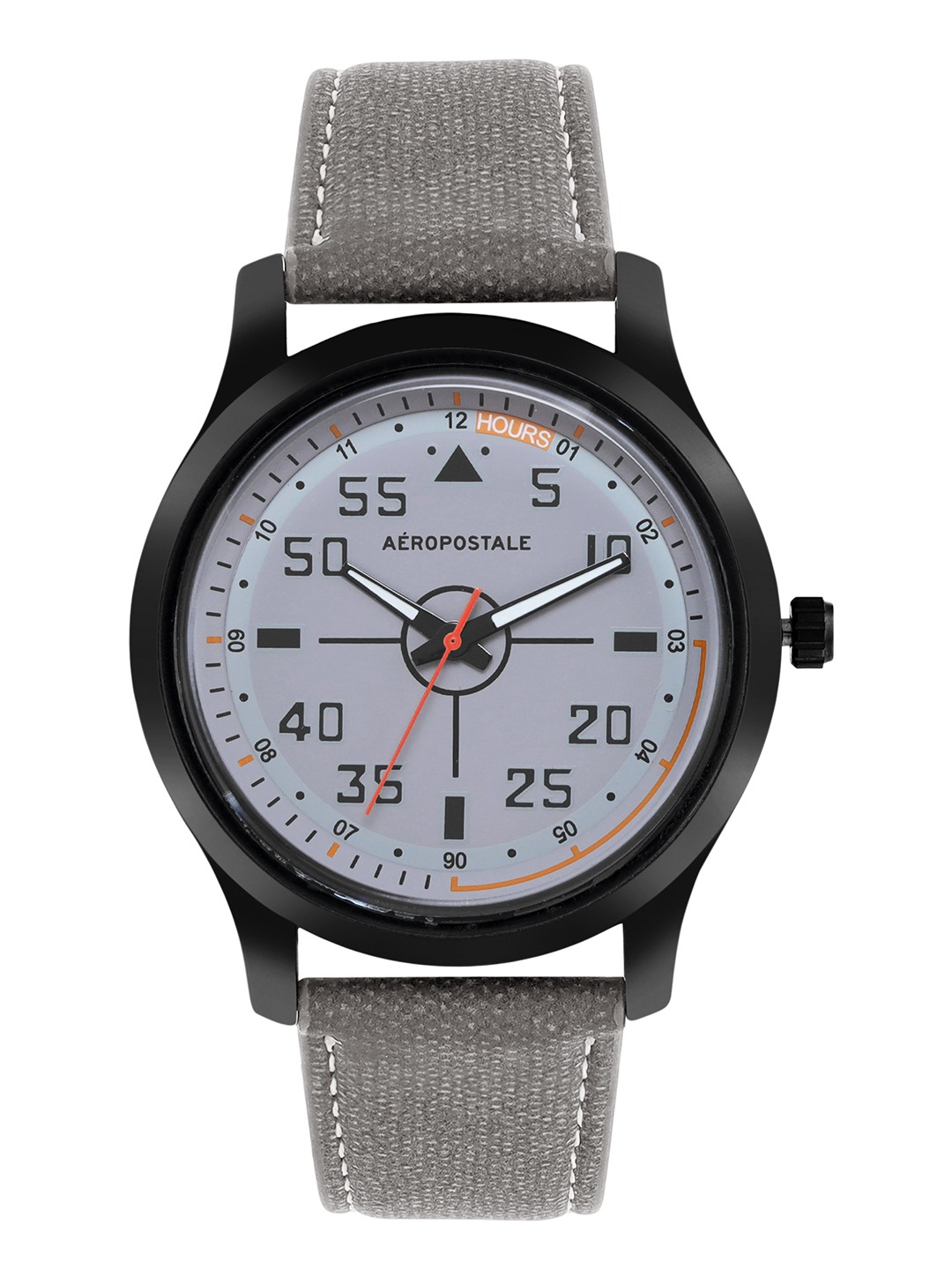 Aeropostale AERO AW A32 GRY Classic Men s Analog Quartz Wrist Watch Black Metal Alloy case Black Print Faux PU