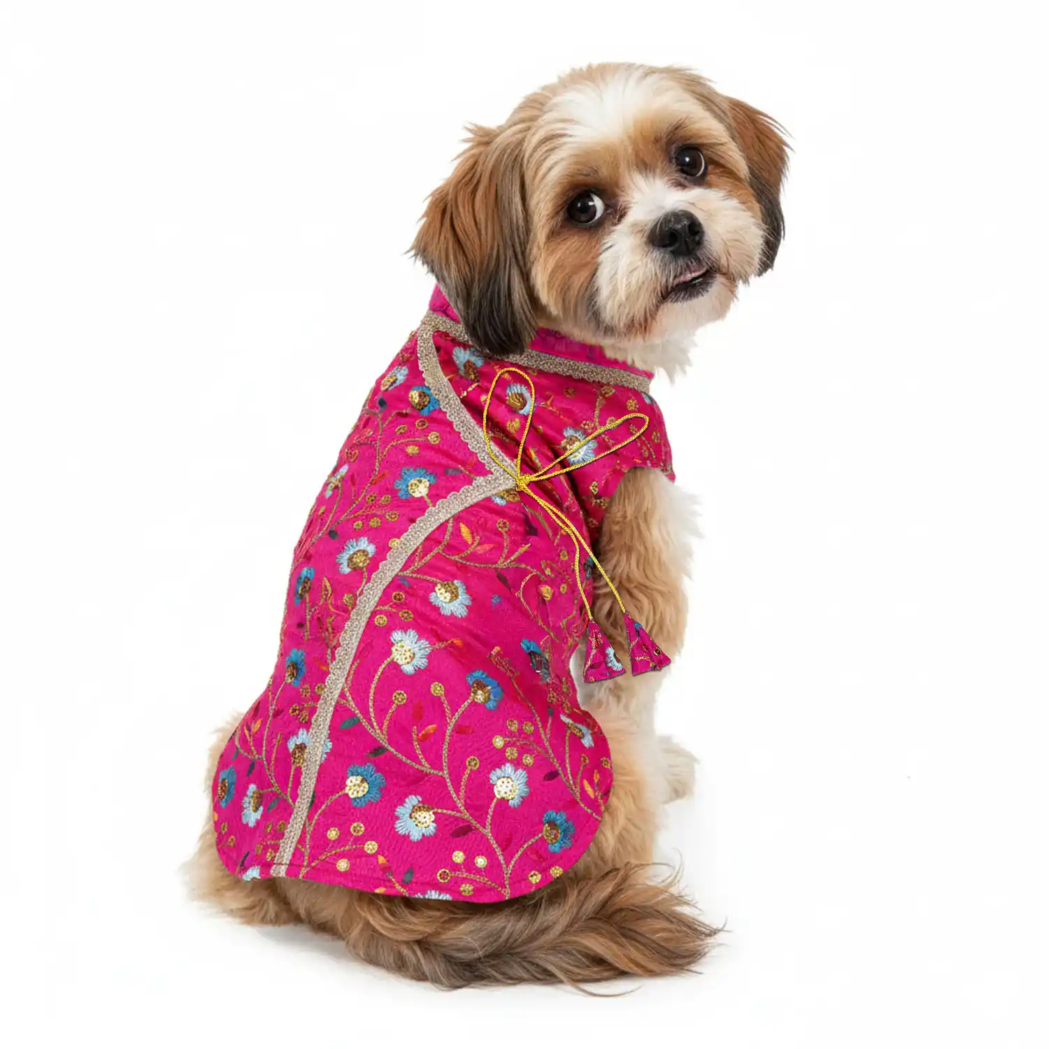 PawsIndia Traditional Rose Pink Prince Kurta for Cats & Dogs