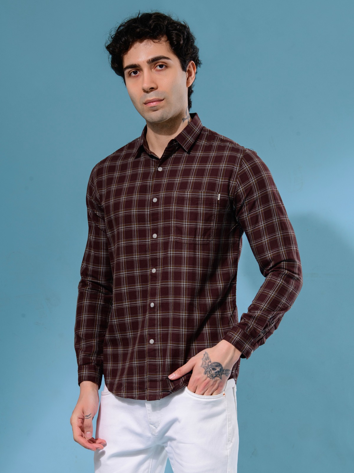 ALBION MENS HORIZON BROWN SHIRT
