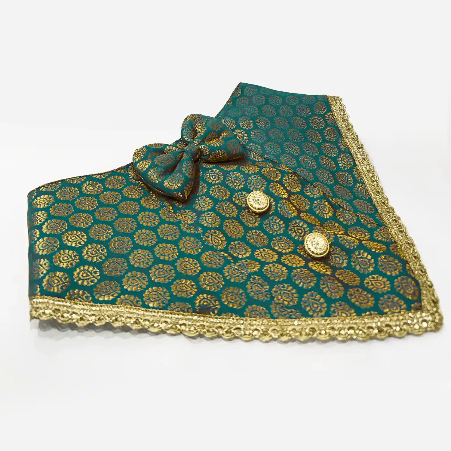 PawsIndia Traditional Royal Brocade Tuxedo For Pets - Aqua Green| Ethnic Festive Wear