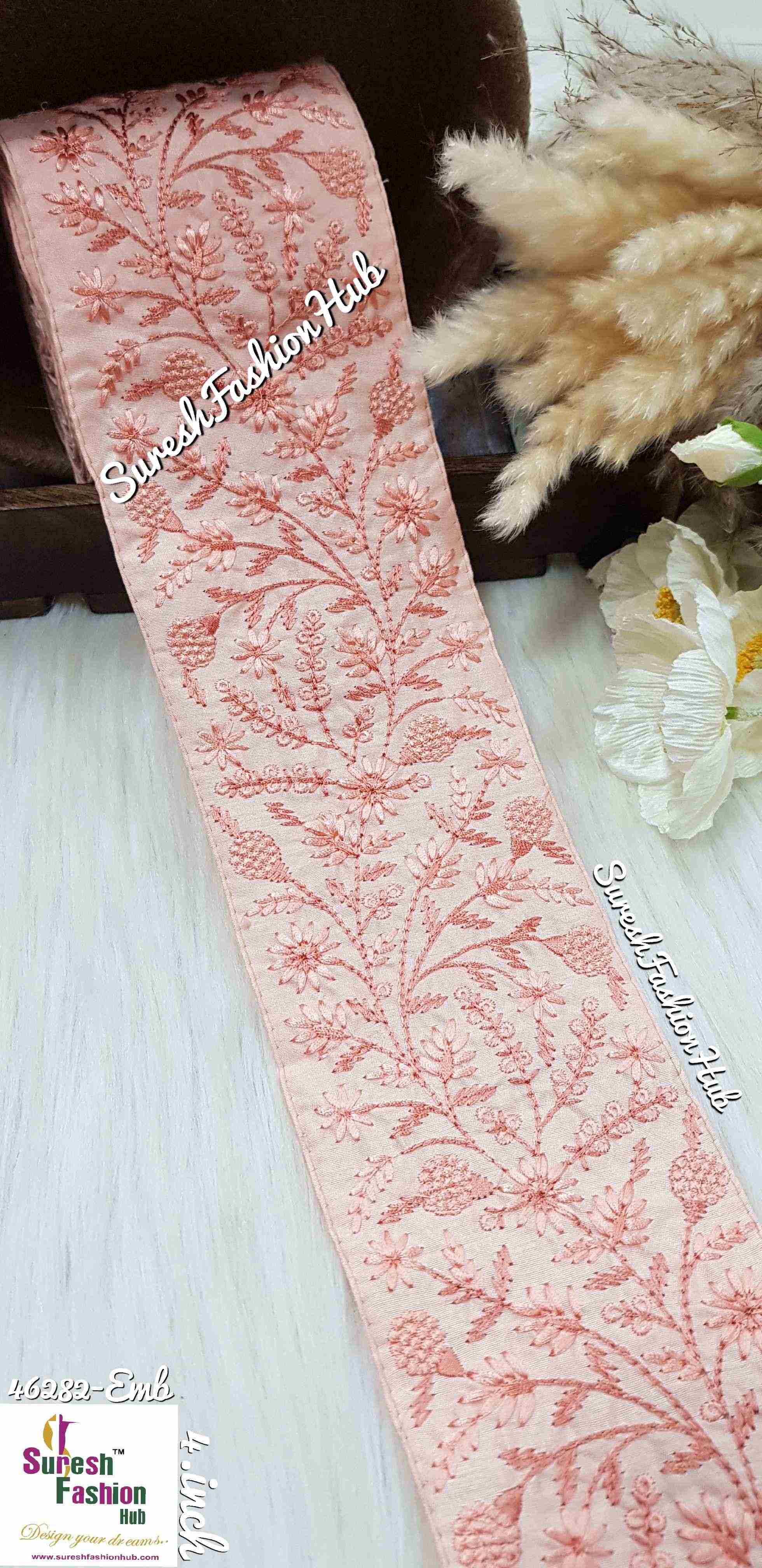 Dainty Flowers  Peach Threaded Ribbons