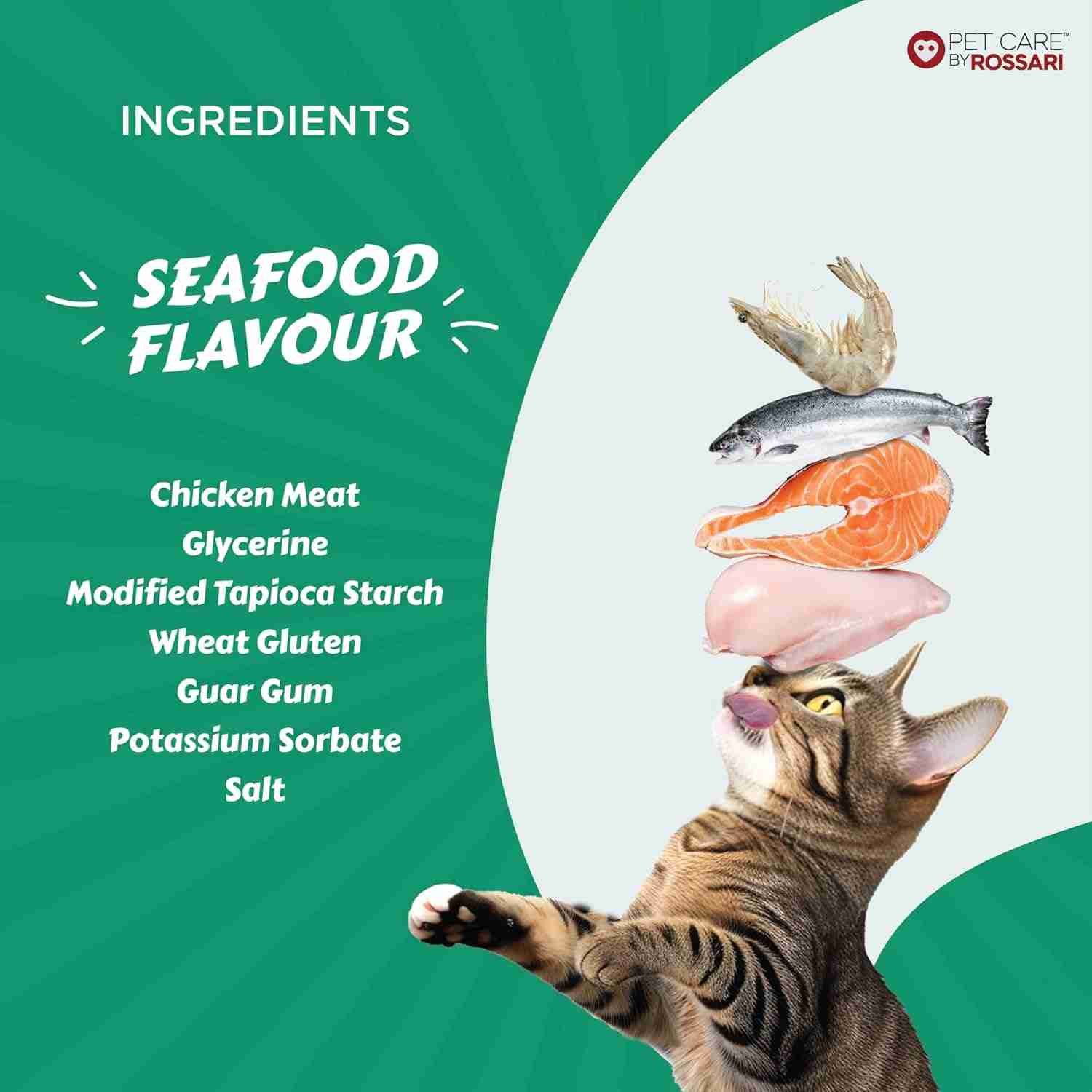 Top tail Mono Tone Strips Seafood Treats for Cats 35 g
