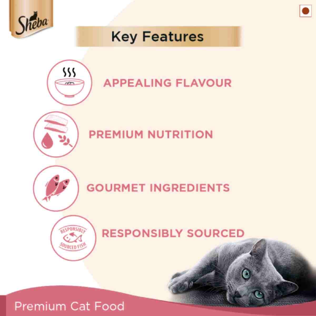 Sheba Premium Fish Mix Skipjack & Salmon Wet Cat Food - 35 gm