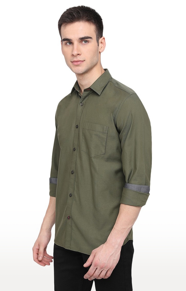 JadeBlue | JBC-PL-638B DEEP LICHEN GREEN Men's Green Cotton Checked Casual Shirts 2