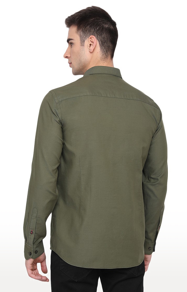 JadeBlue | JBC-PL-638B DEEP LICHEN GREEN Men's Green Cotton Checked Casual Shirts 3