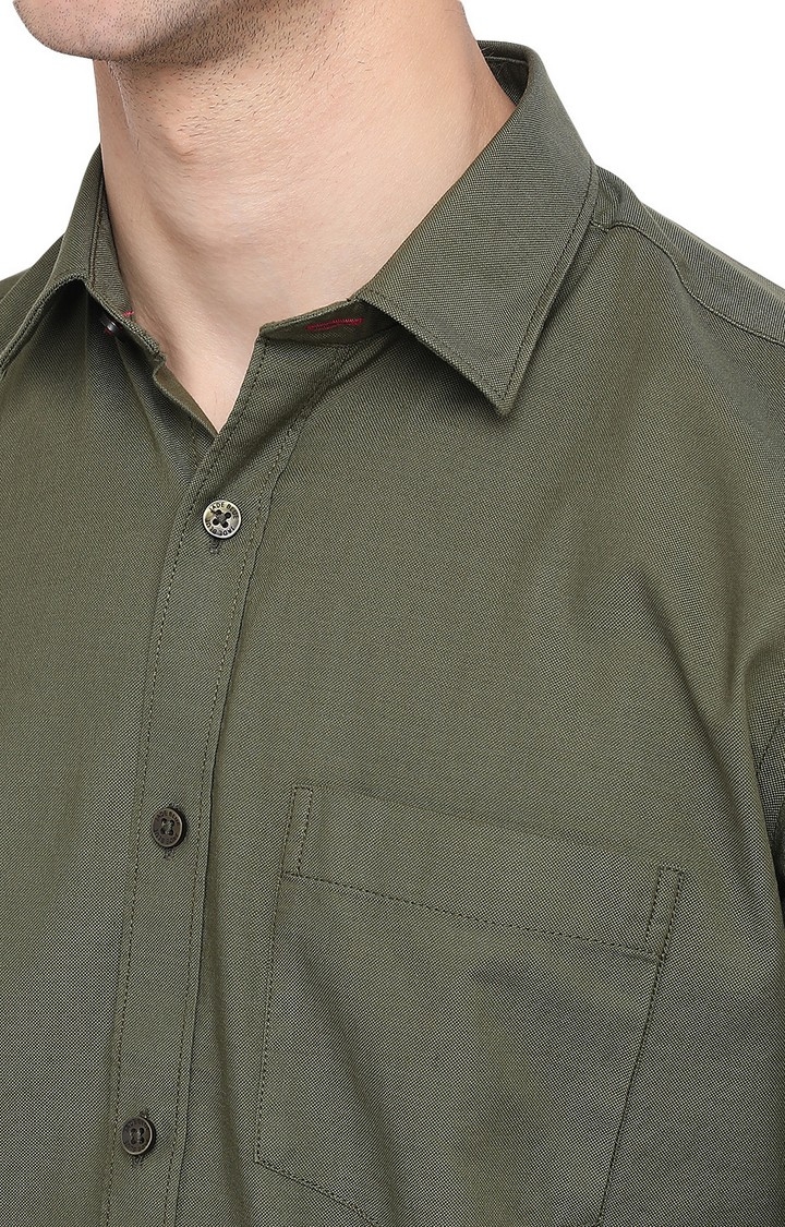 JadeBlue | JBC-PL-638B DEEP LICHEN GREEN Men's Green Cotton Checked Casual Shirts 4