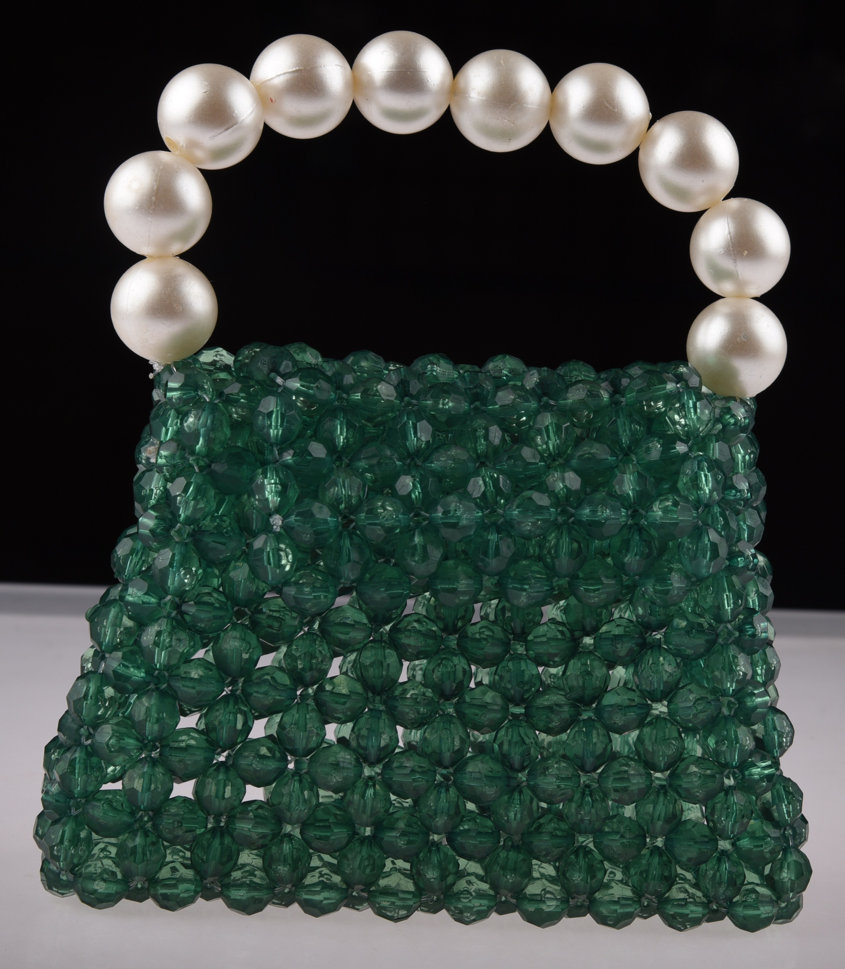 Green Mini Bag with Pearl Handle