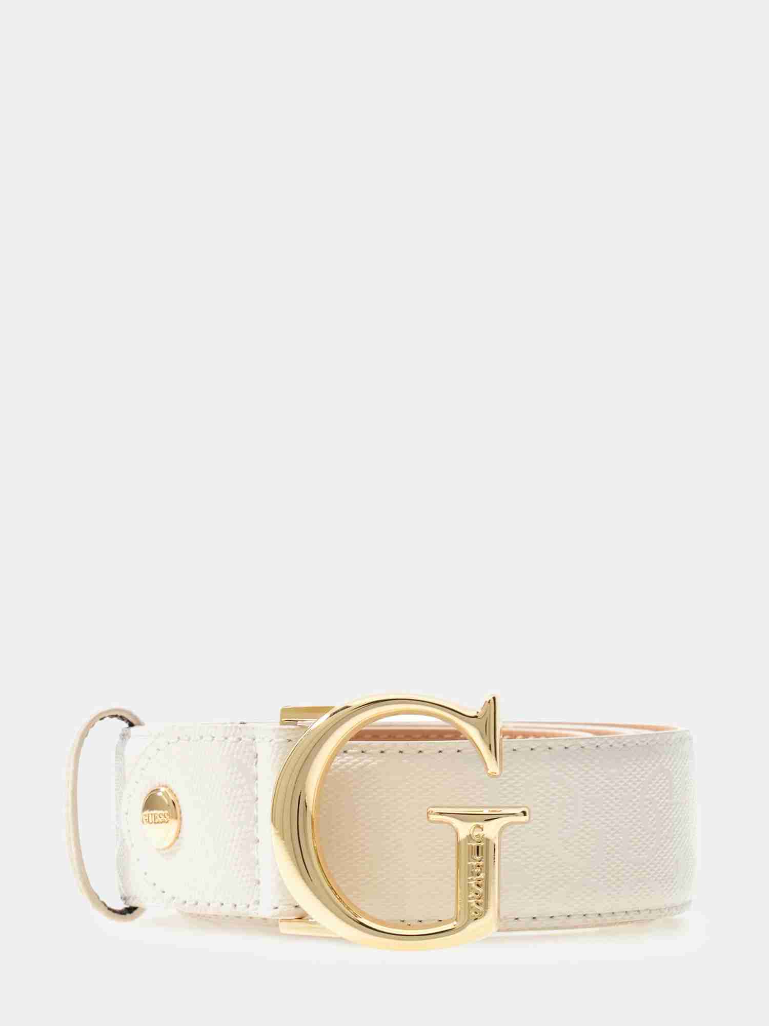 Guess Off White Polyester Logo Women Belt