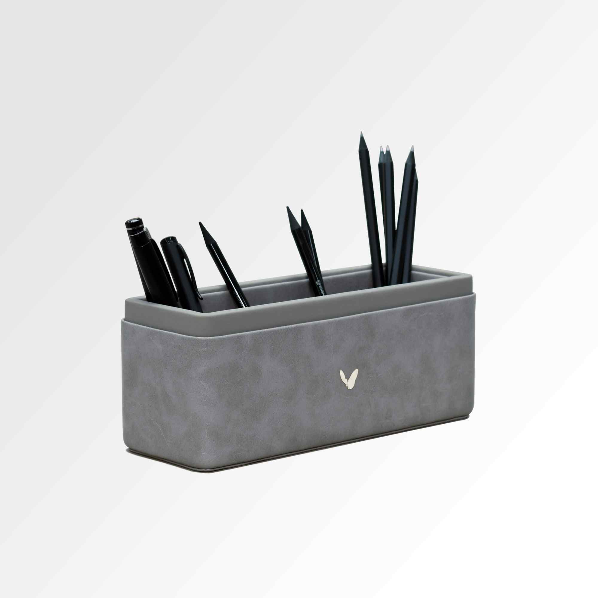 Pen/Pencil Holder | Faux Leather | Rectangular Large | Moderno | Grey