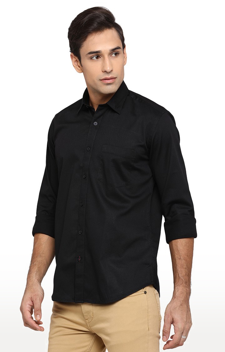 JadeBlue | JBC-PL-681E BLACK Men's Black Cotton Solid Casual Shirts 1