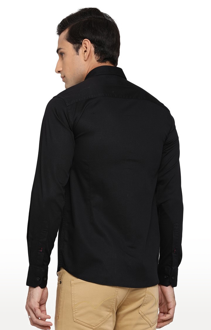 JadeBlue | JBC-PL-681E BLACK Men's Black Cotton Solid Casual Shirts 2