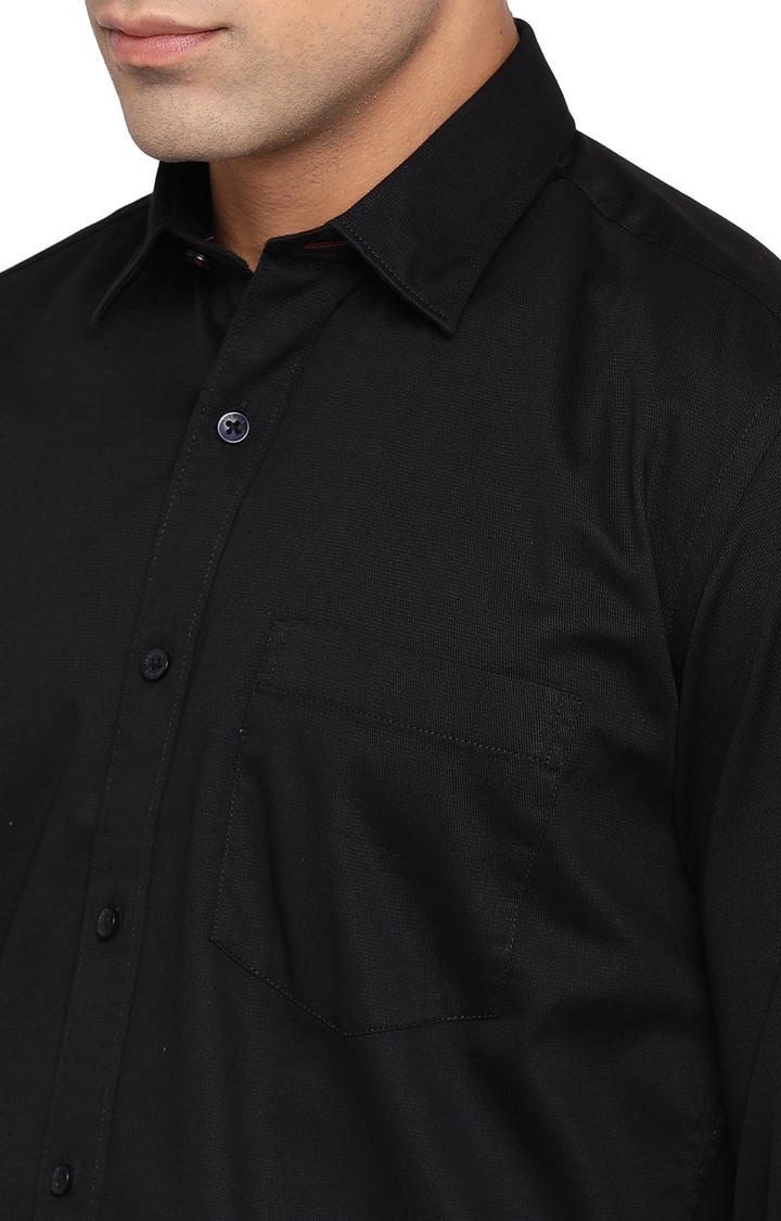 JadeBlue | JBC-PL-681E BLACK Men's Black Cotton Solid Casual Shirts 3