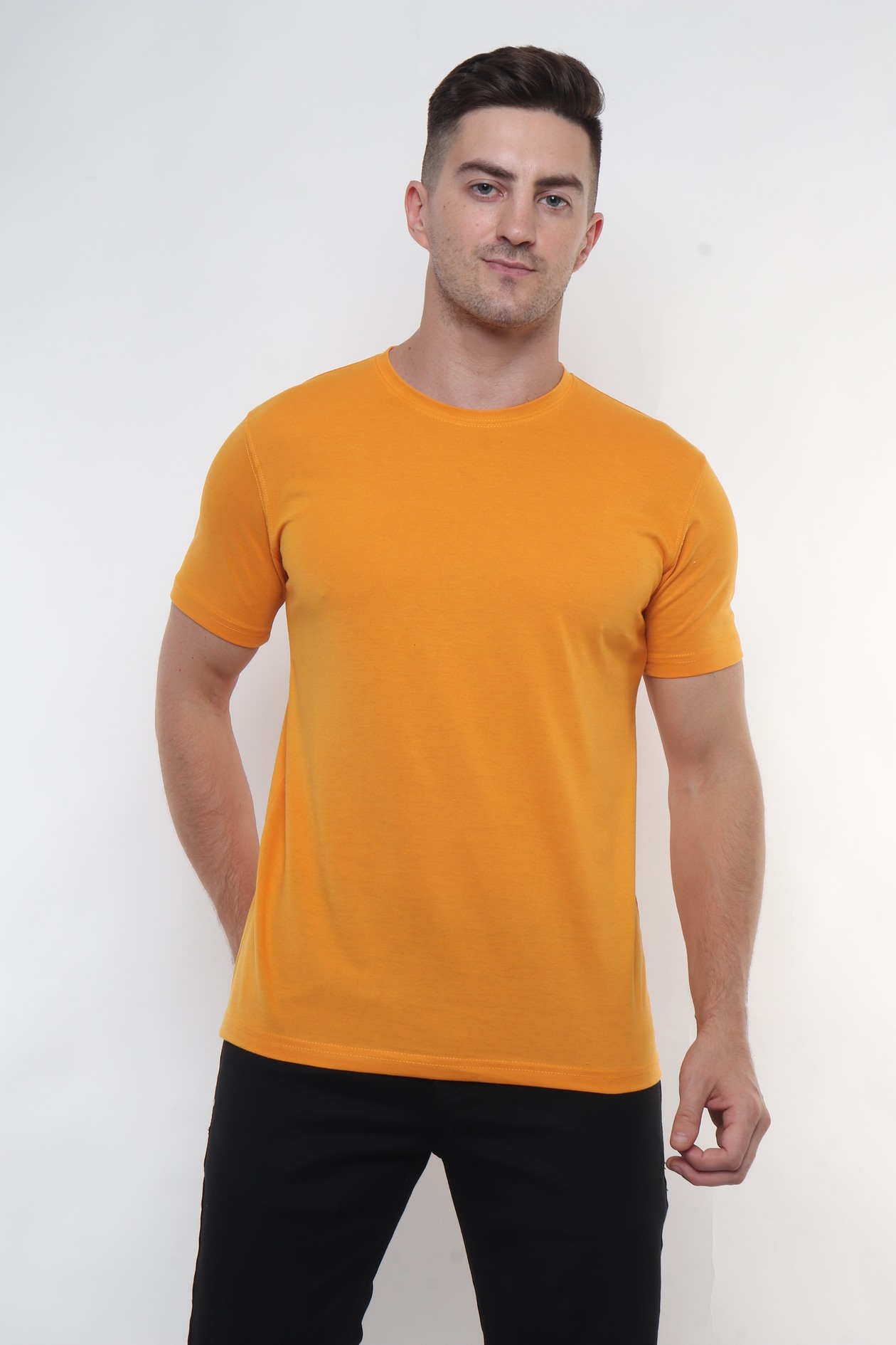 Mustard Round Neck T Shirt