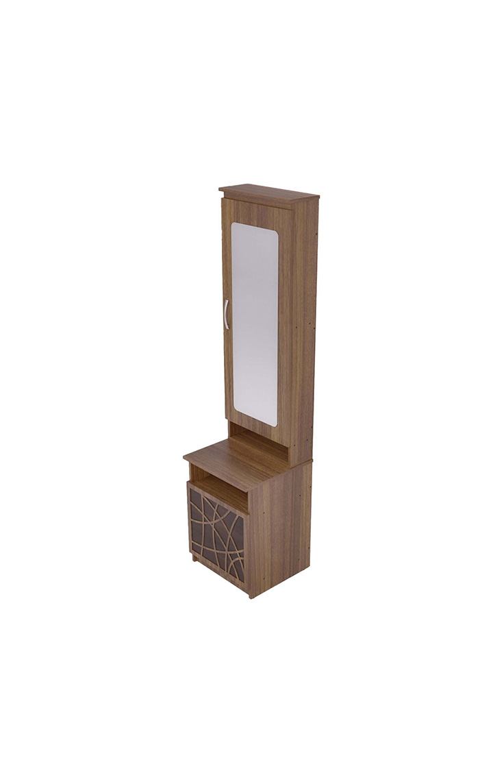 Paris Wooden Dressing Table with Mirror & Storage - Brown