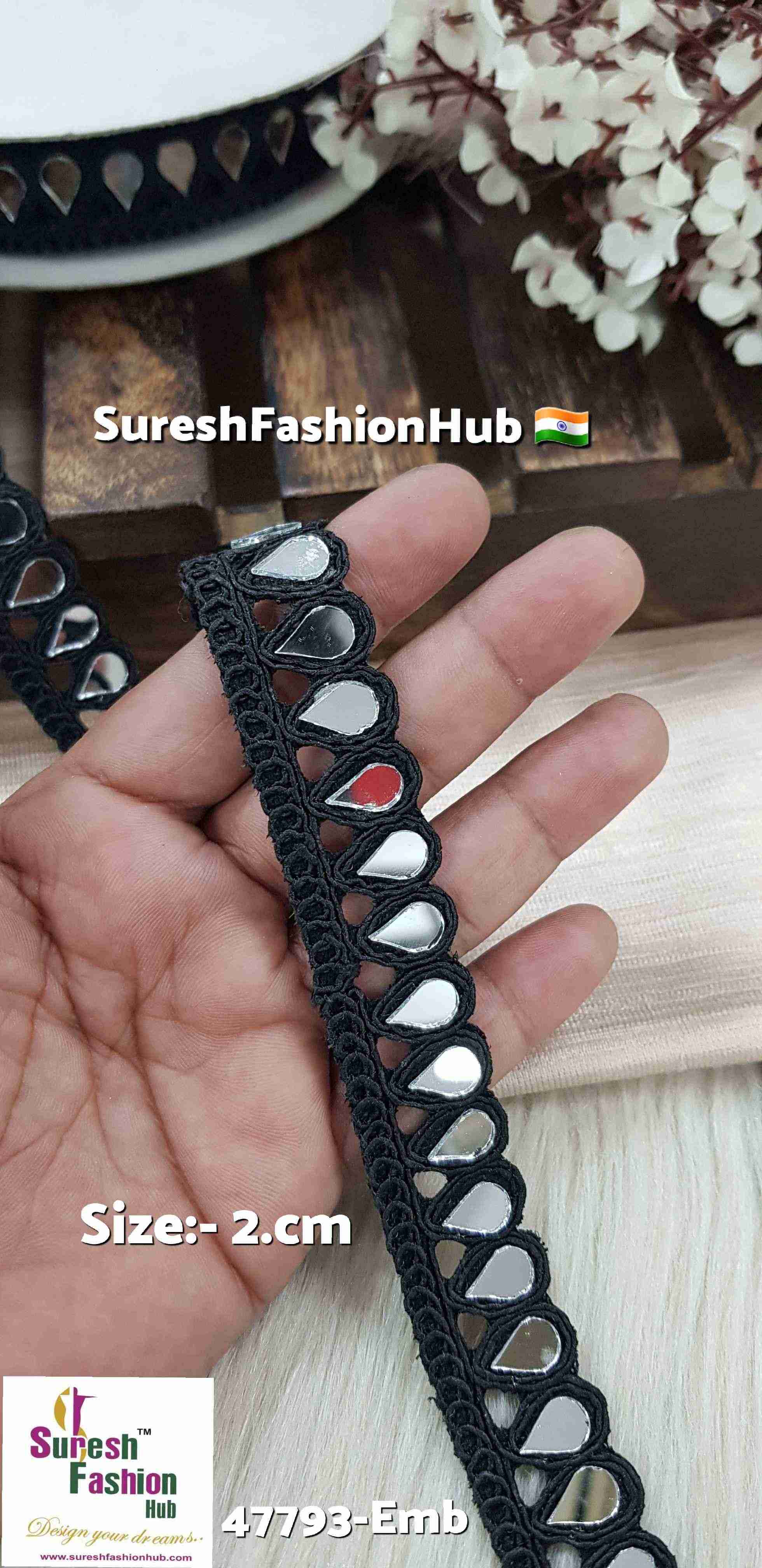 Black Drop Mirror Cutwork Lace
