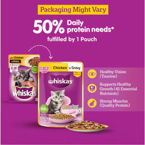 Whiskas Kitten Chicken in Gravy (2-12 months) - 80 gm