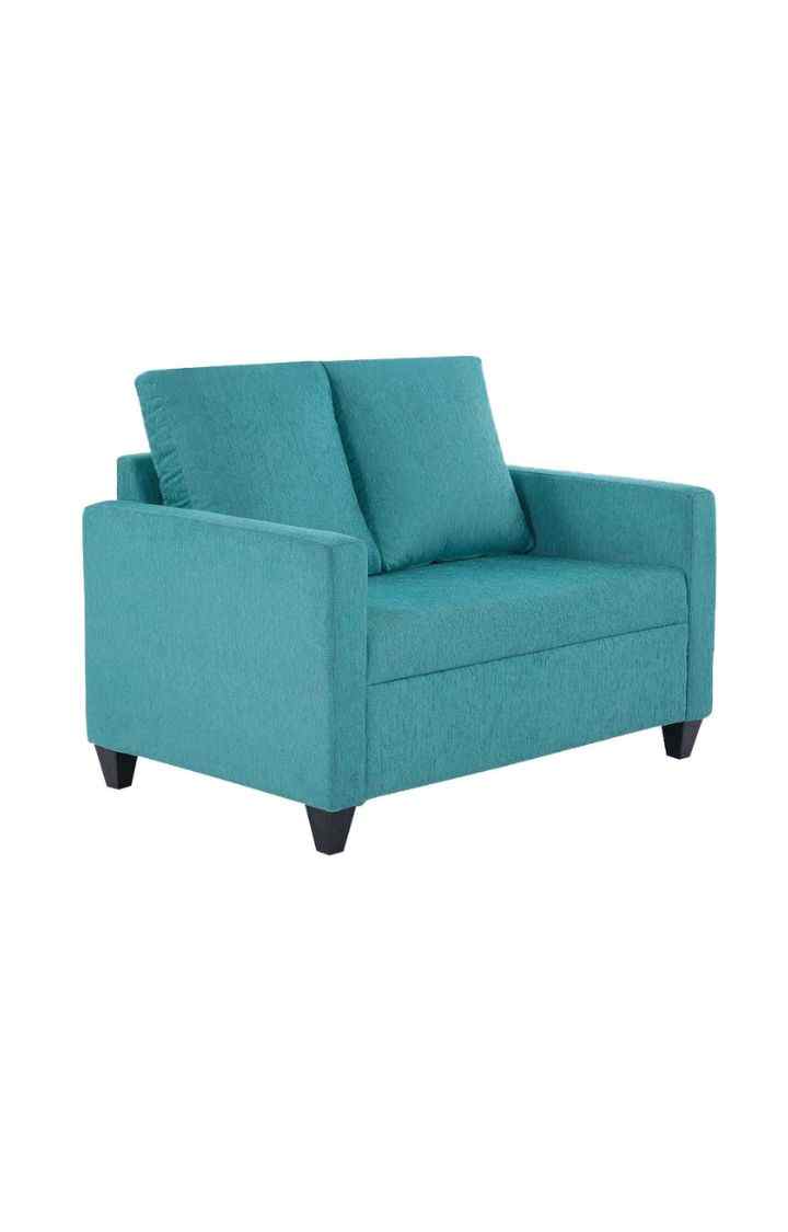 neudot Saya Sofa for Living Room |2 Persons Sofa|Premium Fabric with Cushioned Armrest | Solid Wood Frame|2 Seater in Saya Teal Color
