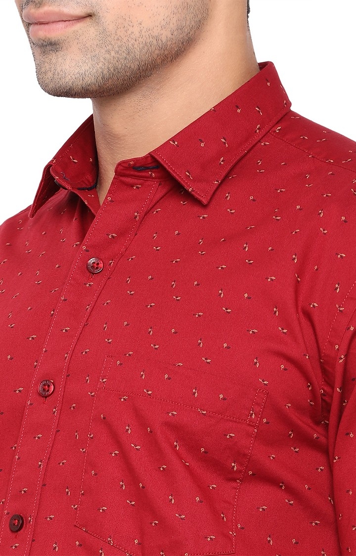 JadeBlue | JBC-PR-700A MAROON Men's Red Cotton Printed Casual Shirts 3