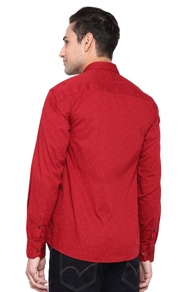 JadeBlue | JBC-PR-700A MAROON Men's Red Cotton Printed Casual Shirts 2