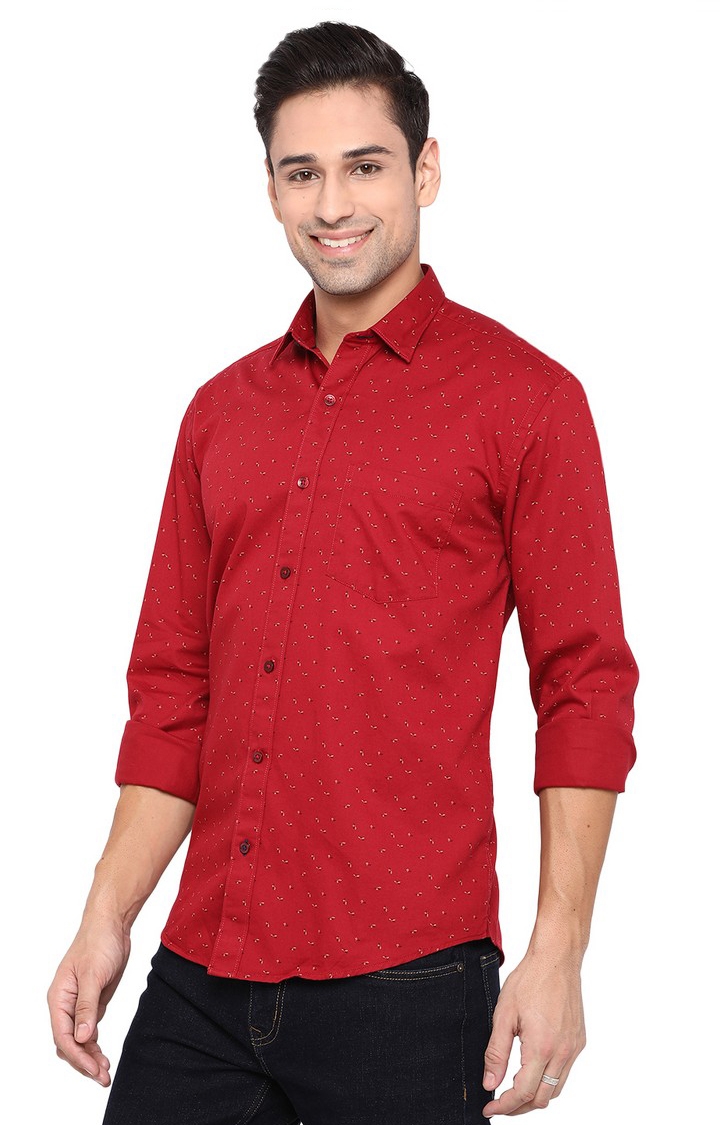 JadeBlue | JBC-PR-700A MAROON Men's Red Cotton Printed Casual Shirts 1