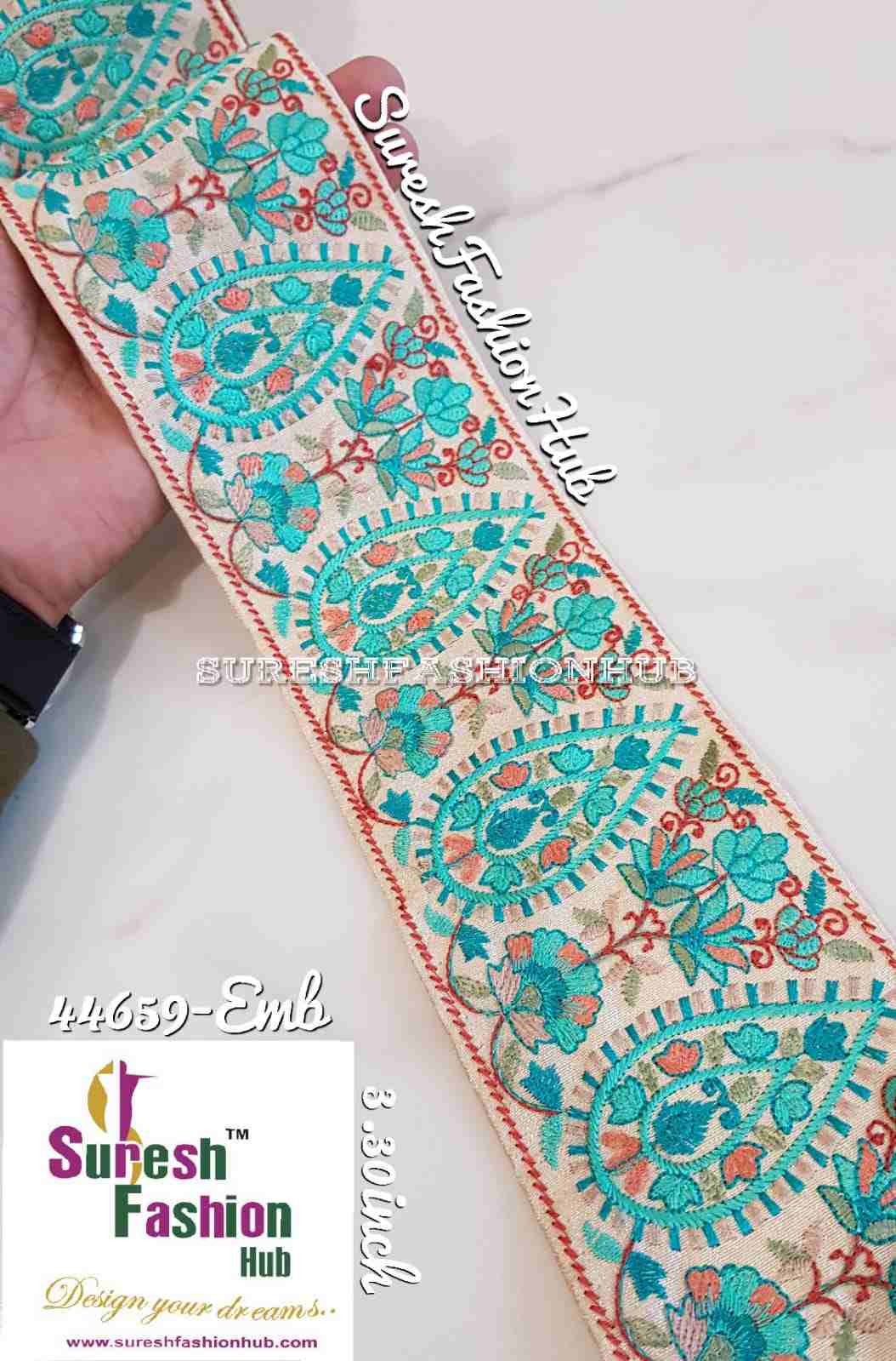 Sea Green Diya Floral Embroidery Lace