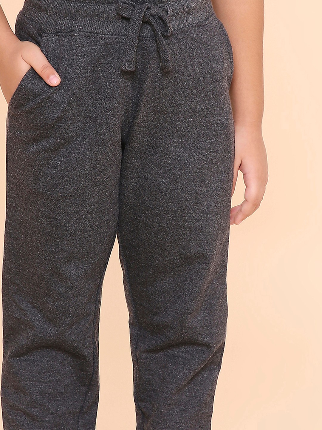 Girls Solid Sweatpant - Charcoal Melange