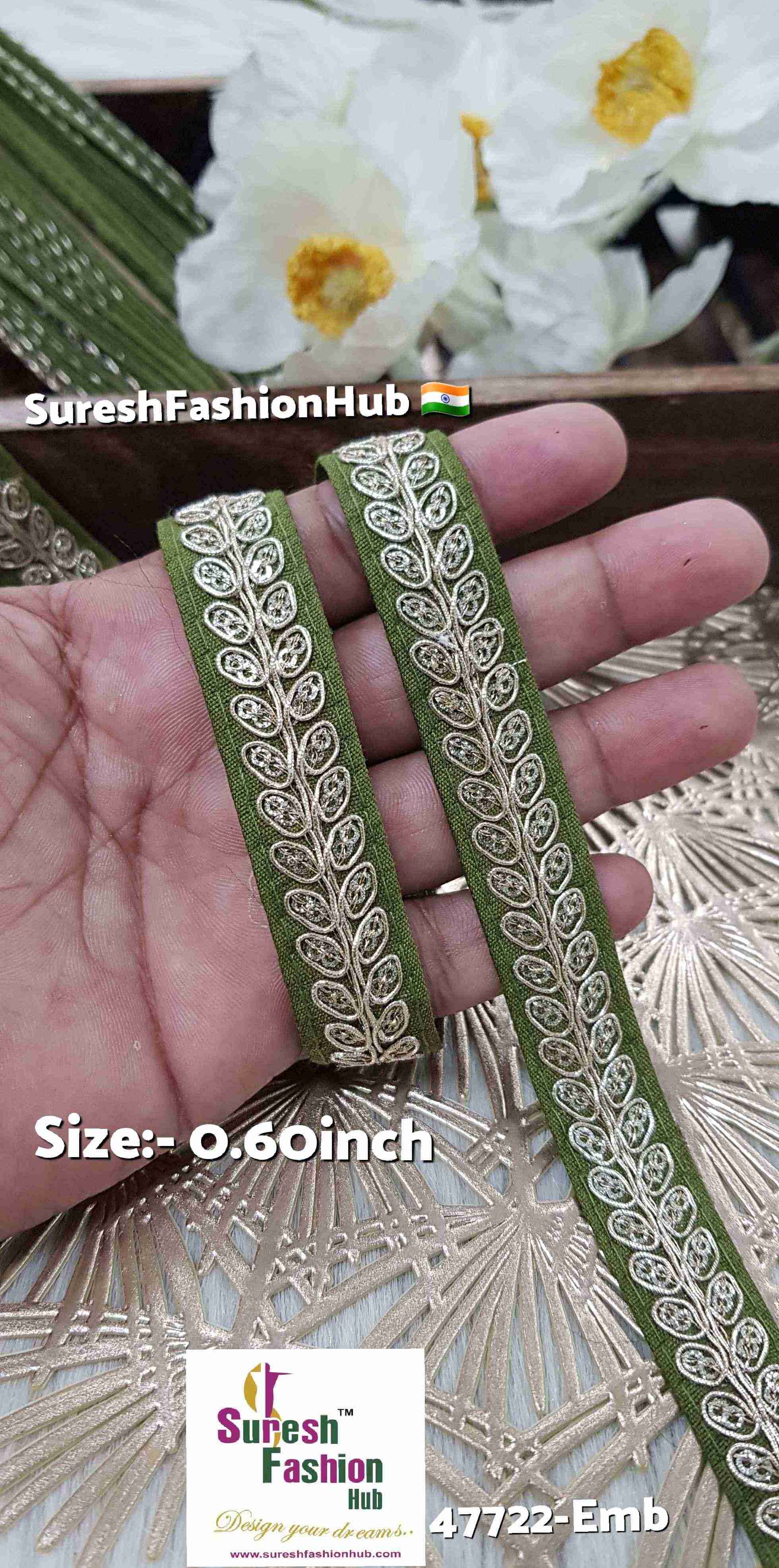 Mehendi Pearl Leaf Embroidered Border
